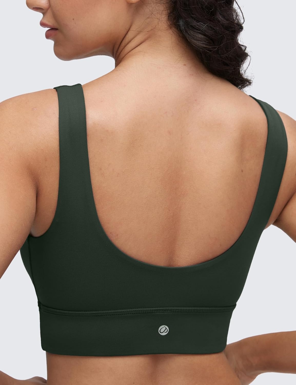 image:imageCRZ YOGA Butterluxe U Back Longline Sports Bras for Women Scoop Neck Padded Yoga Workout Crop Top with Built in PadsLegend Green
