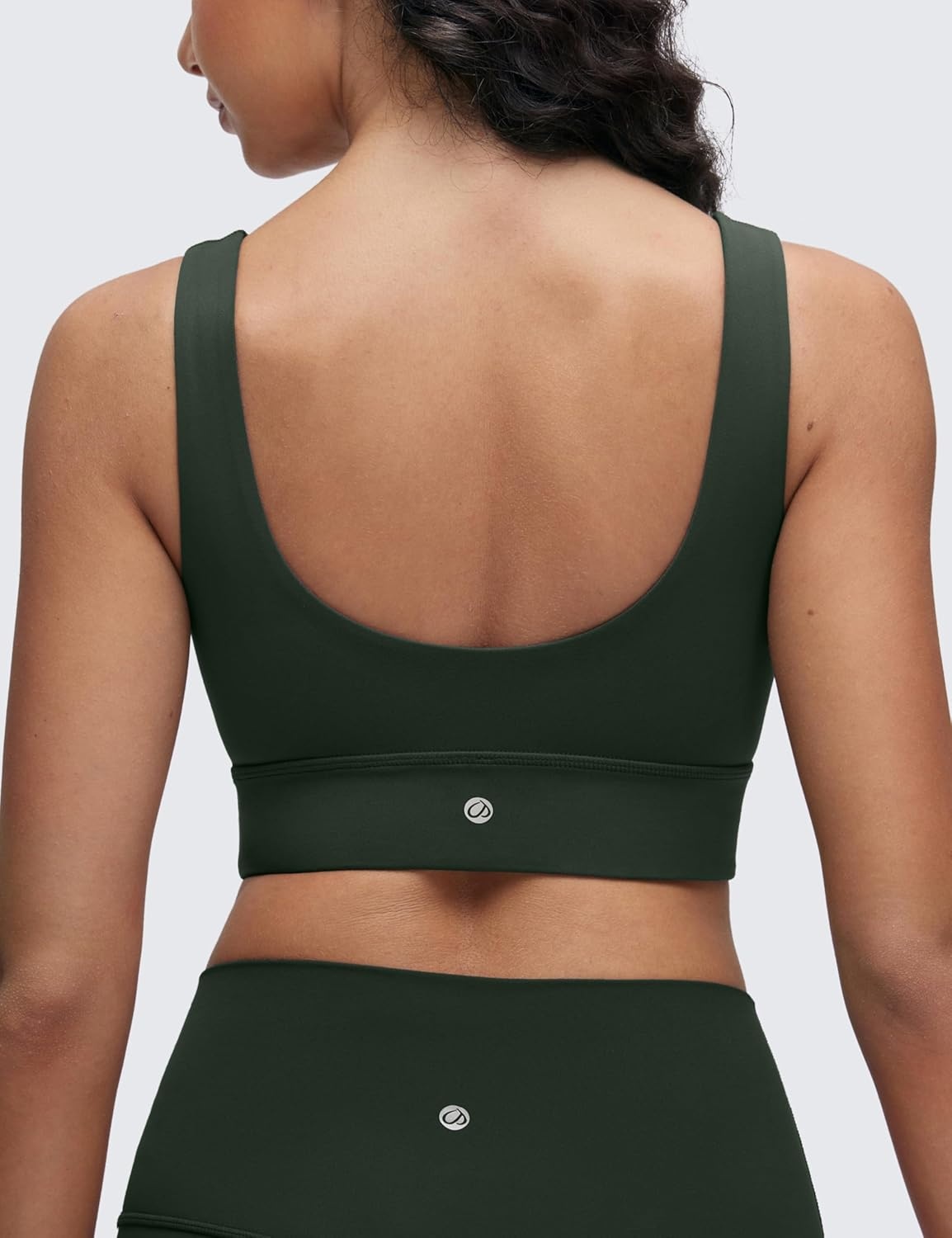 image:imageCRZ YOGA Butterluxe U Back Longline Sports Bras for Women Scoop Neck Padded Yoga Workout Crop Top with Built in PadsLegend Green