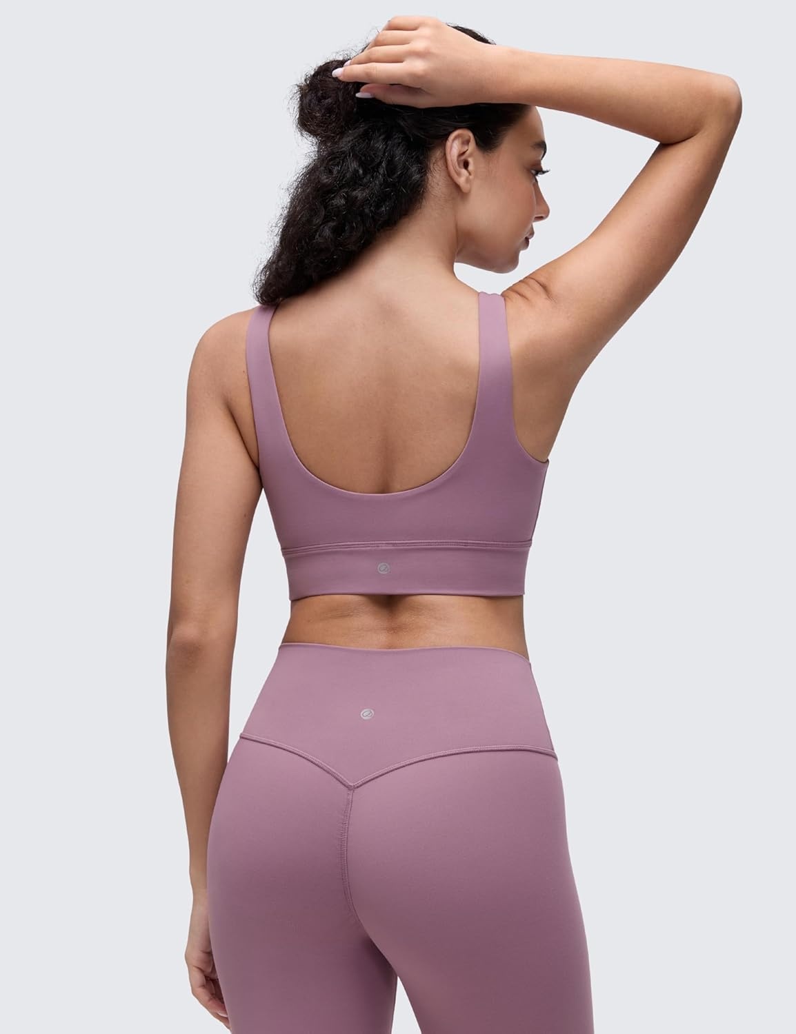 image:imageCRZ YOGA Butterluxe U Back Longline Sports Bras for Women Scoop Neck Padded Yoga Workout Crop Top with Built in PadsLight Lavender