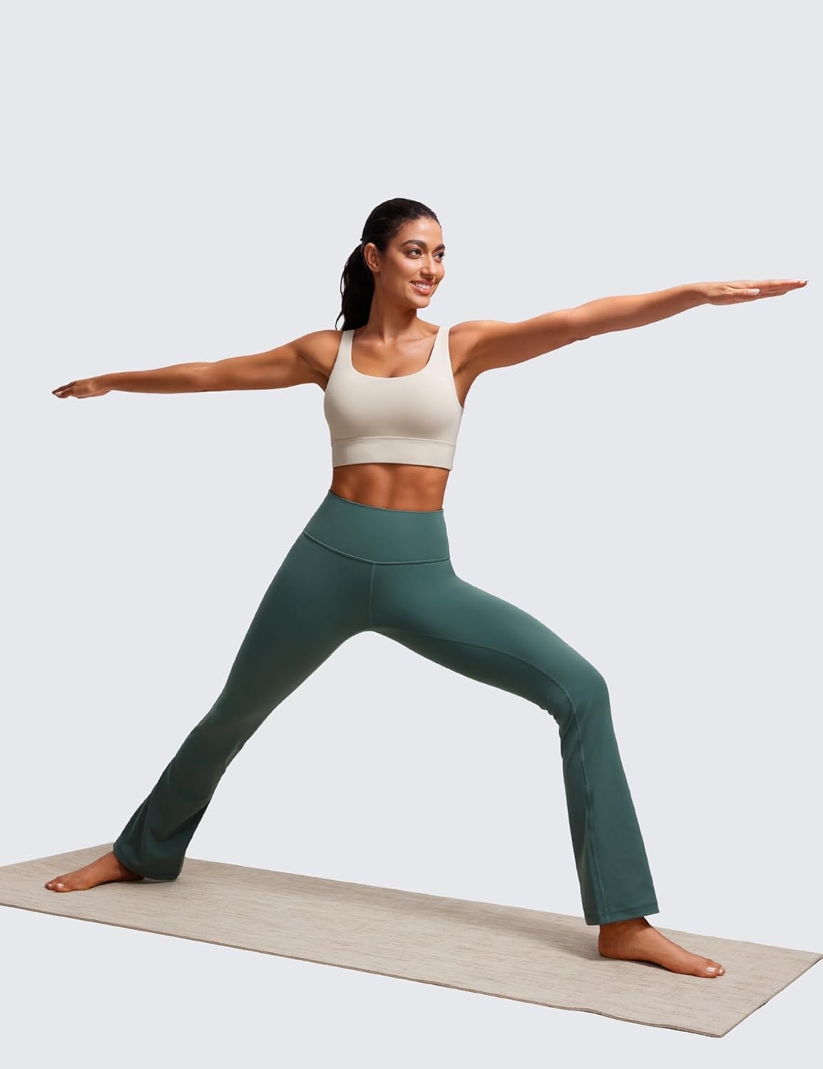 image:imageCRZ YOGA Butterluxe U Back Longline Sports Bras for Women Scoop Neck Padded Yoga Workout Crop Top with Built in PadsMojave Tan