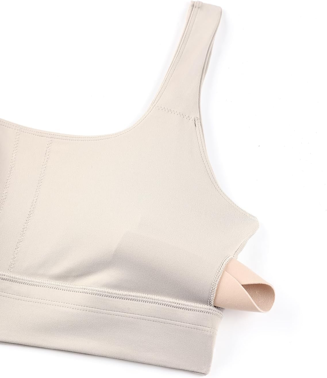 image:imageCRZ YOGA Butterluxe U Back Longline Sports Bras for Women Scoop Neck Padded Yoga Workout Crop Top with Built in PadsMojave Tan