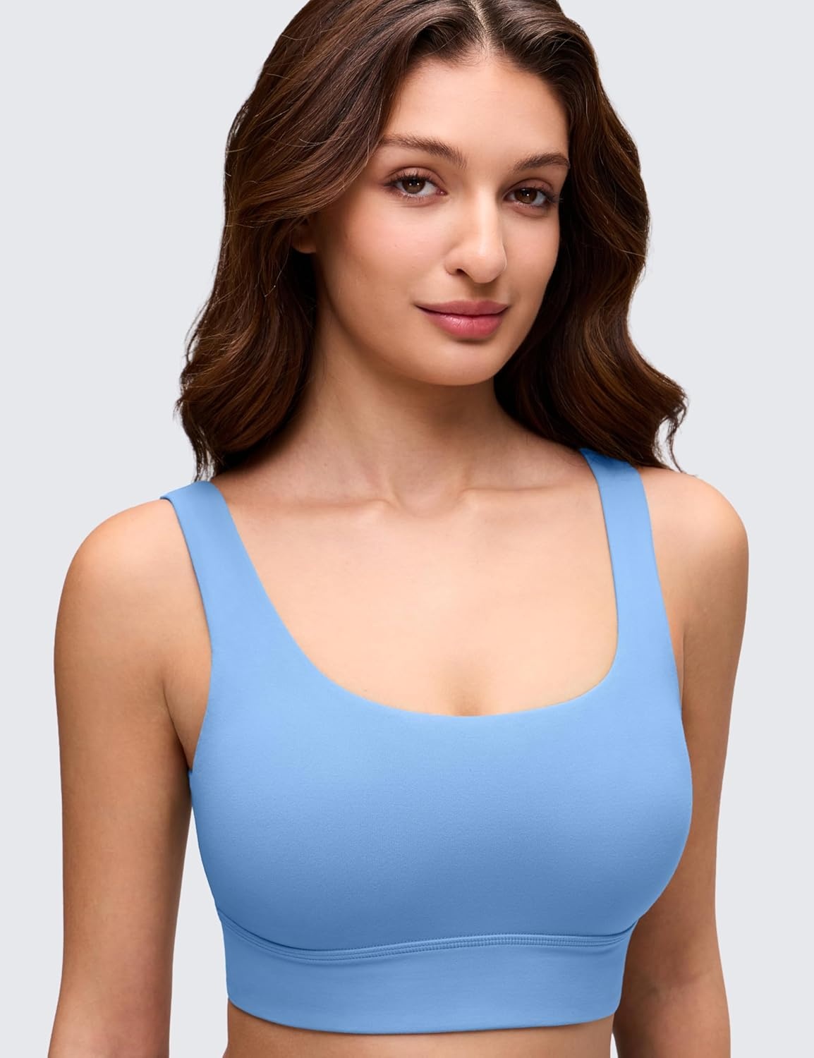 image:imageCRZ YOGA Butterluxe U Back Longline Sports Bras for Women Scoop Neck Padded Yoga Workout Crop Top with Built in PadsParty Blue