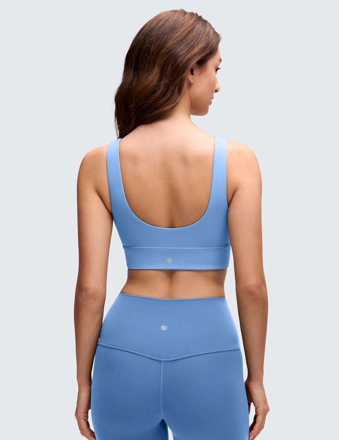 image:imageCRZ YOGA Butterluxe U Back Longline Sports Bras for Women Scoop Neck Padded Yoga Workout Crop Top with Built in PadsParty Blue