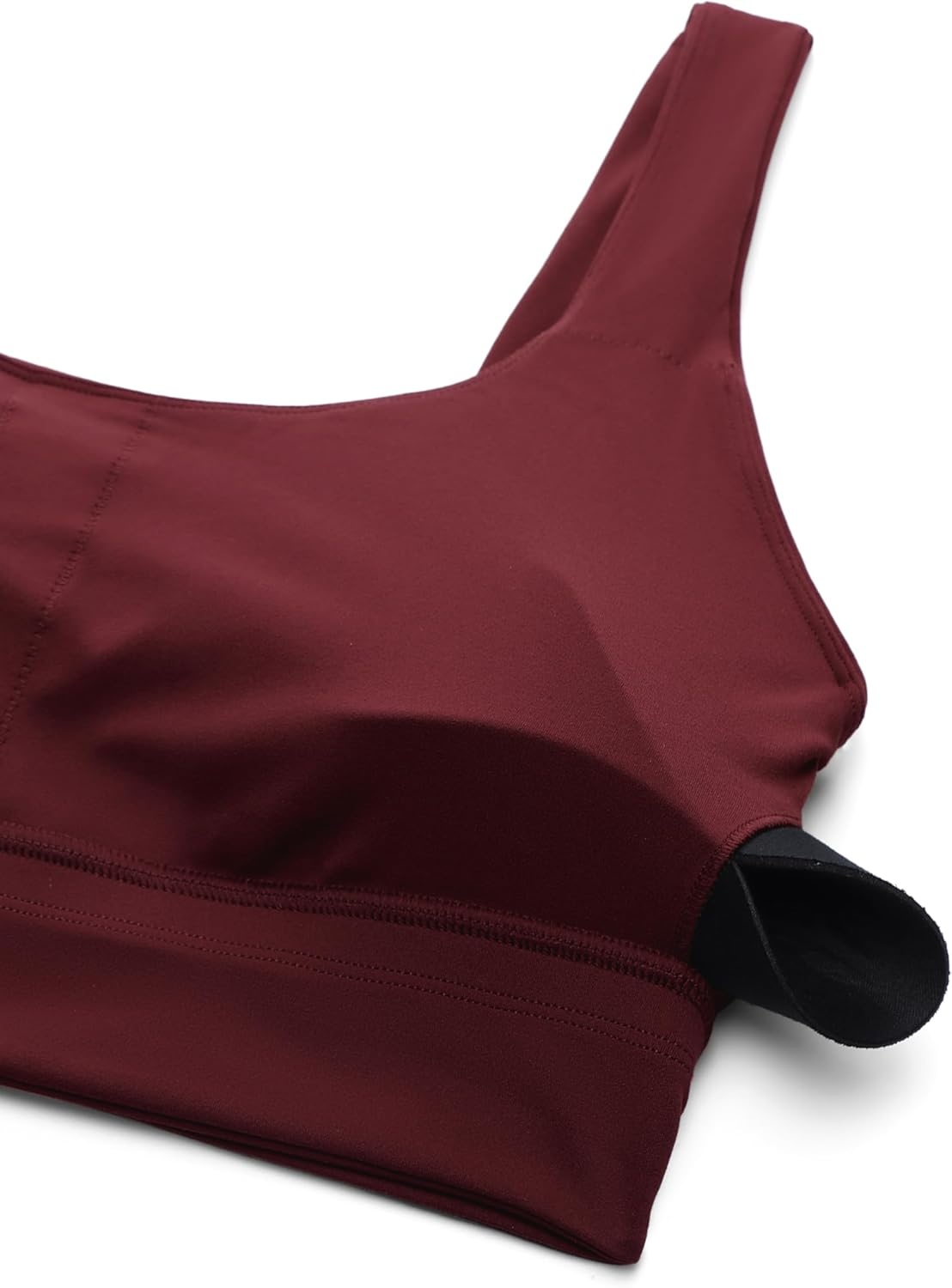 image:imageCRZ YOGA Butterluxe U Back Longline Sports Bras for Women Scoop Neck Padded Yoga Workout Crop Top with Built in PadsRed Merlot