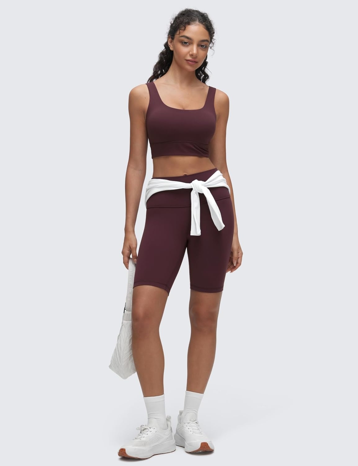 image:imageCRZ YOGA Butterluxe U Back Longline Sports Bras for Women Scoop Neck Padded Yoga Workout Crop Top with Built in PadsRipe Plum