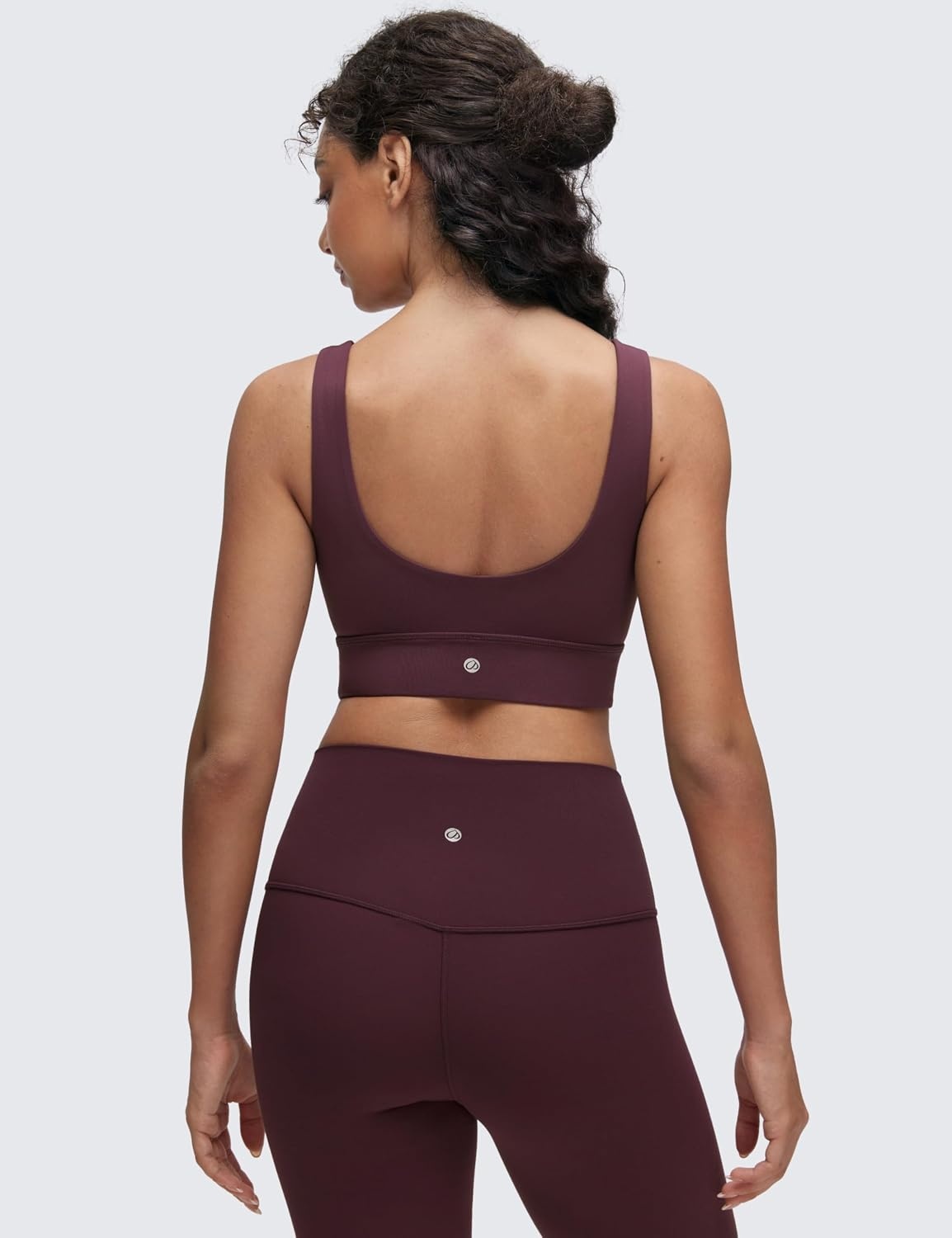 image:imageCRZ YOGA Butterluxe U Back Longline Sports Bras for Women Scoop Neck Padded Yoga Workout Crop Top with Built in PadsRipe Plum