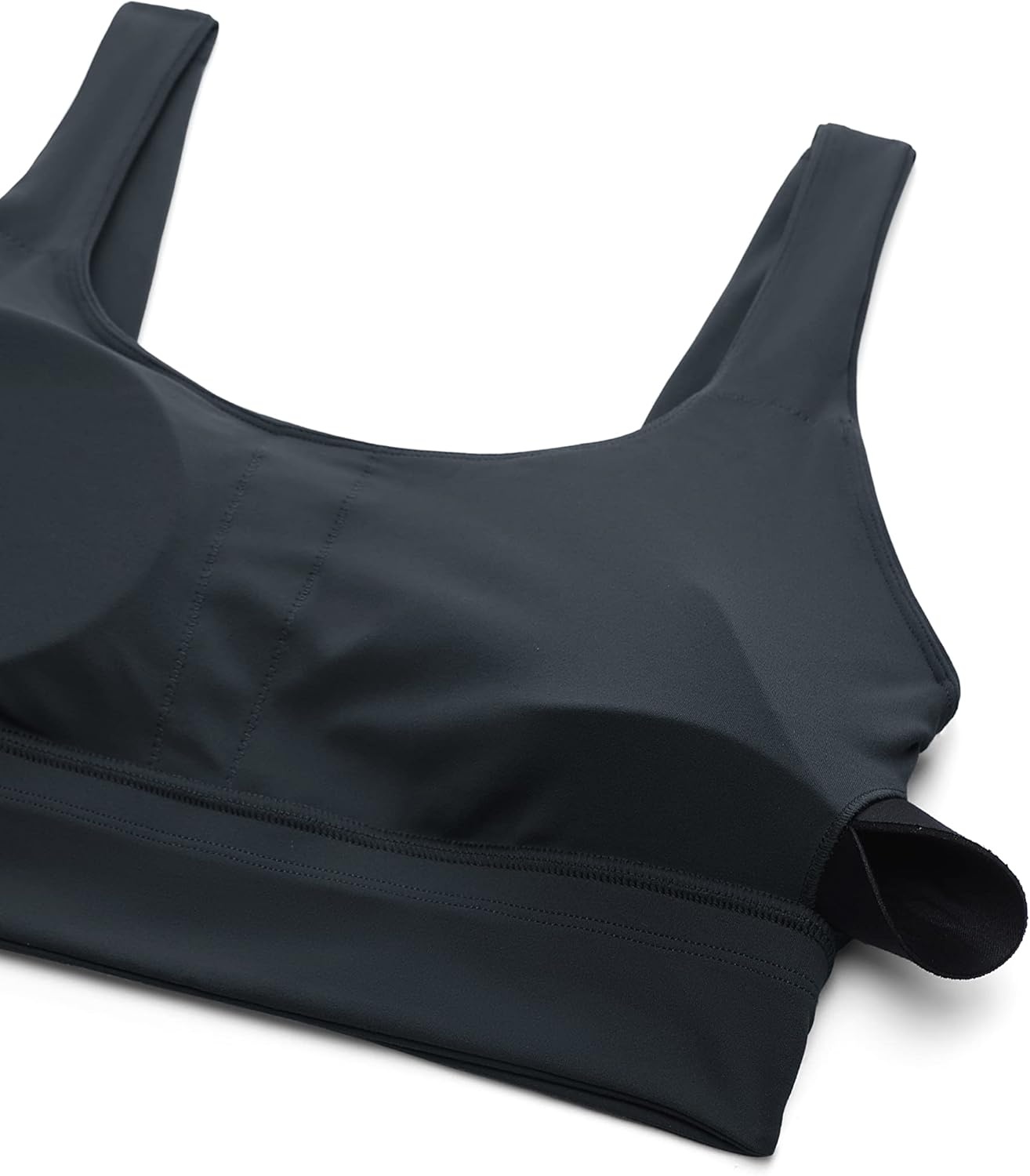 image:imageCRZ YOGA Butterluxe U Back Longline Sports Bras for Women Scoop Neck Padded Yoga Workout Crop Top with Built in PadsTrue Navy