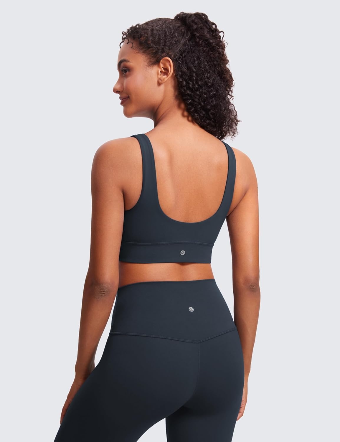 image:imageCRZ YOGA Butterluxe U Back Longline Sports Bras for Women Scoop Neck Padded Yoga Workout Crop Top with Built in PadsTrue Navy
