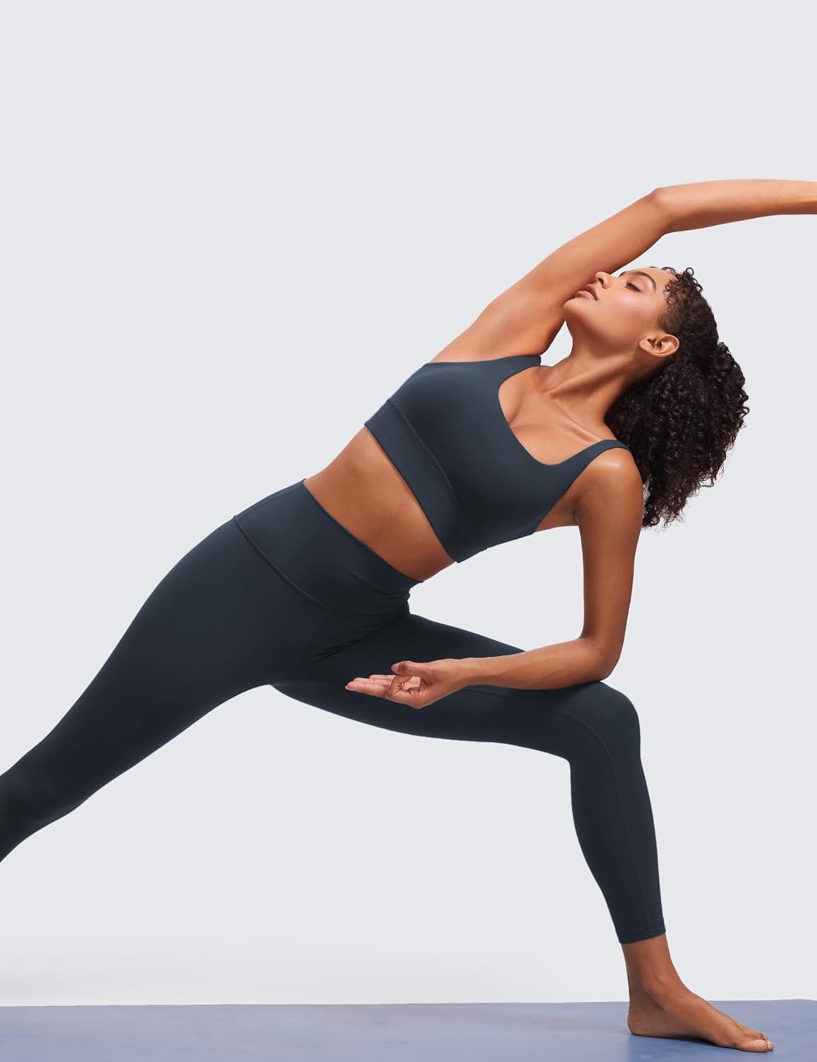 image:imageCRZ YOGA Butterluxe U Back Longline Sports Bras for Women Scoop Neck Padded Yoga Workout Crop Top with Built in PadsTrue Navy