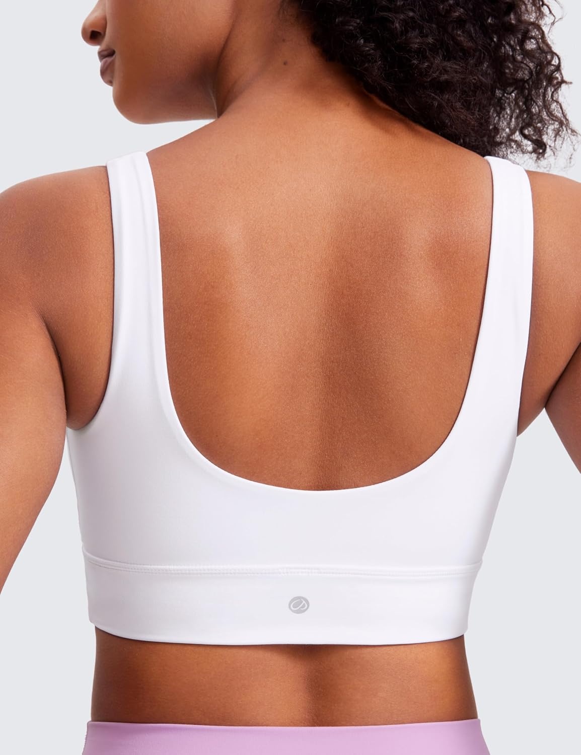 image:imageCRZ YOGA Butterluxe U Back Longline Sports Bras for Women Scoop Neck Padded Yoga Workout Crop Top with Built in PadsWhite