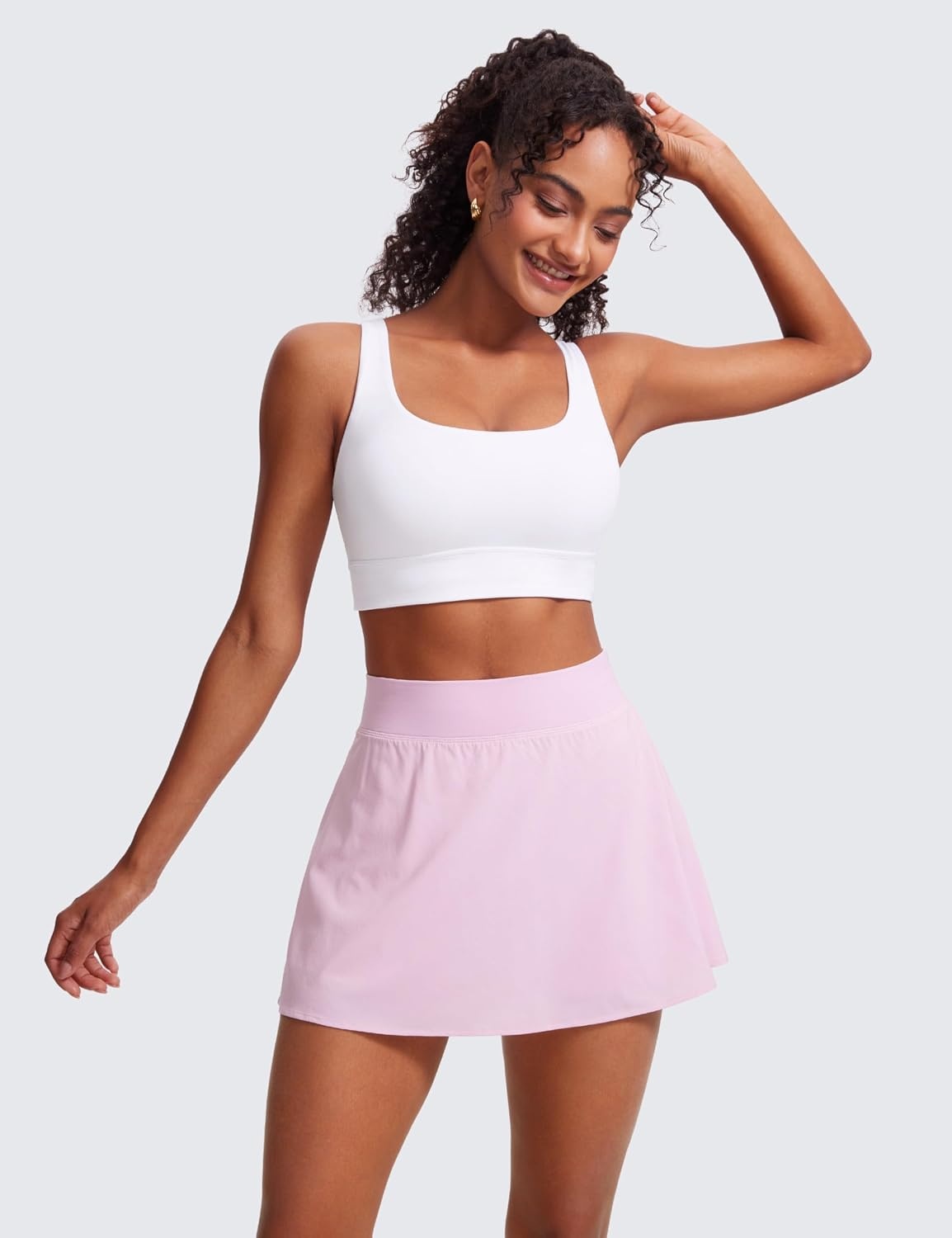 image:imageCRZ YOGA Butterluxe U Back Longline Sports Bras for Women Scoop Neck Padded Yoga Workout Crop Top with Built in PadsWhite