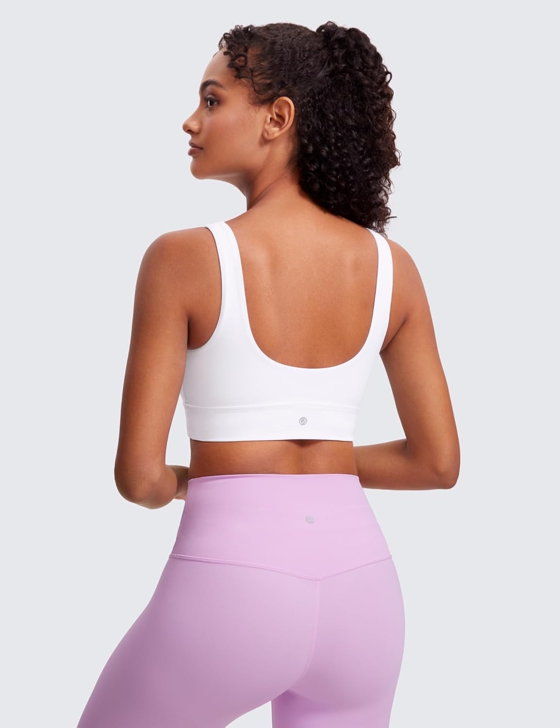 image:imageCRZ YOGA Butterluxe U Back Longline Sports Bras for Women Scoop Neck Padded Yoga Workout Crop Top with Built in PadsWhite