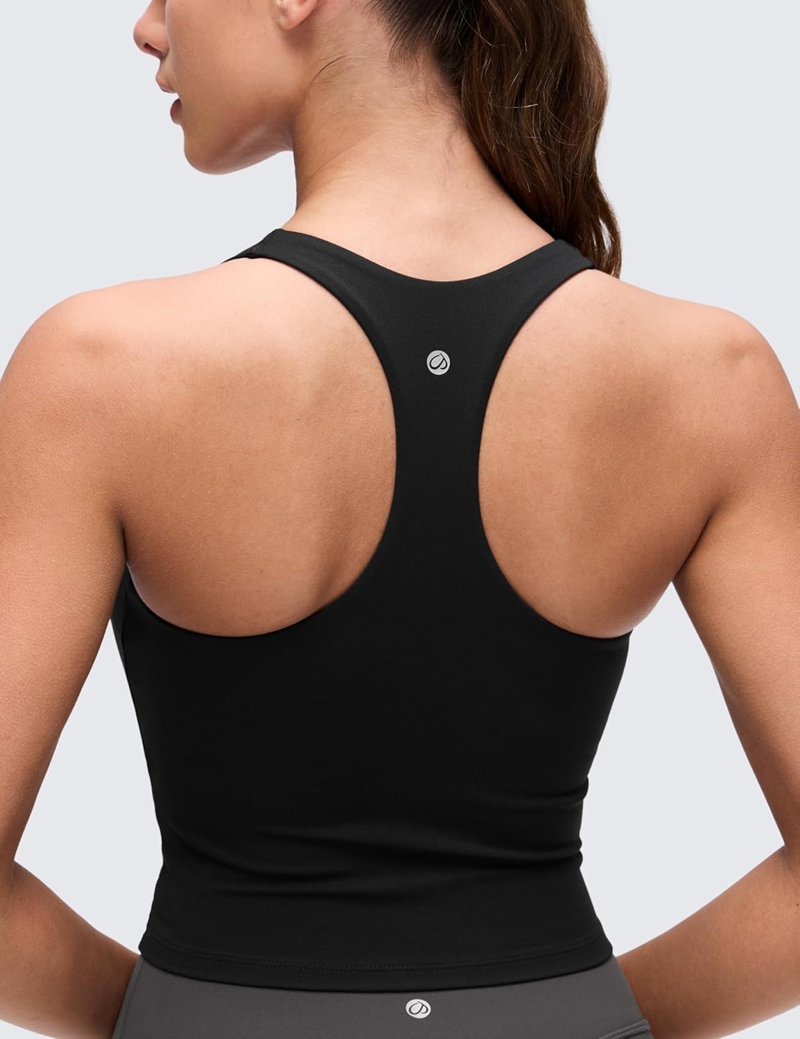 image:imageCRZ YOGA Butterluxe V Neck Racerback Crop Tank Tops for Women Wireless Padded Yoga Longline Sports BraBlack