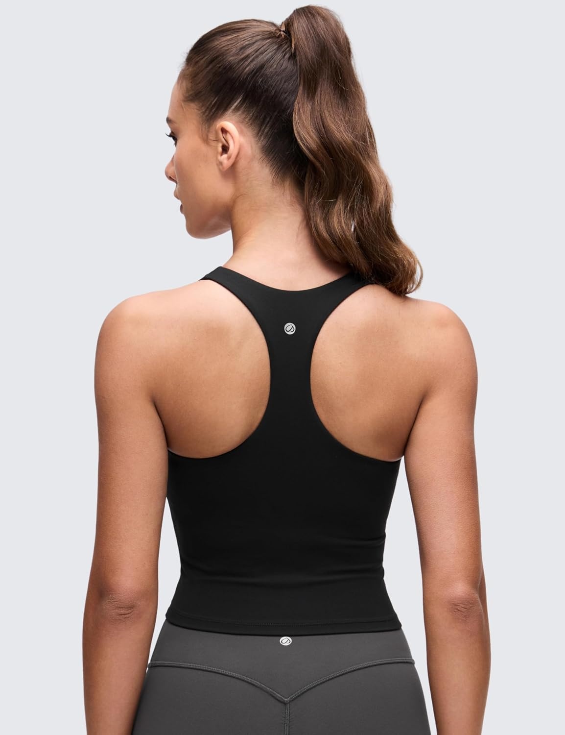 image:imageCRZ YOGA Butterluxe V Neck Racerback Crop Tank Tops for Women Wireless Padded Yoga Longline Sports BraBlack