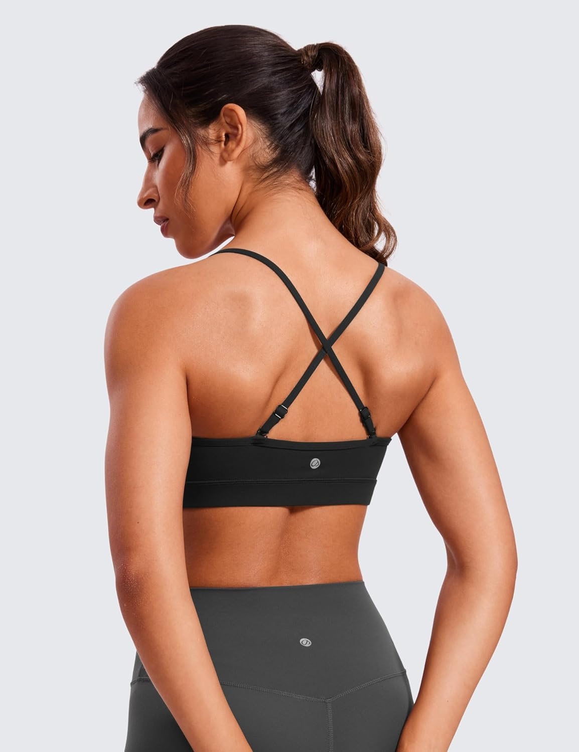 image:imageCRZ YOGA Butterluxe VNeck Sports Bras for Women Adjustable Thin Straps Padded Yoga Top Basic Wireless CamisoleBlack