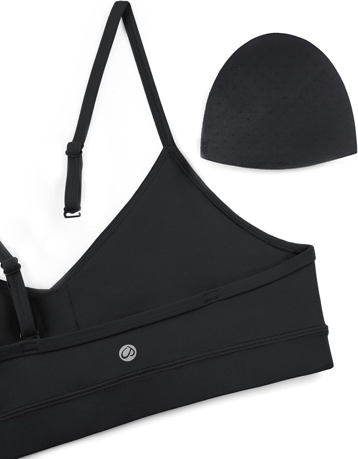 image:imageCRZ YOGA Butterluxe VNeck Sports Bras for Women Adjustable Thin Straps Padded Yoga Top Basic Wireless CamisoleBlack