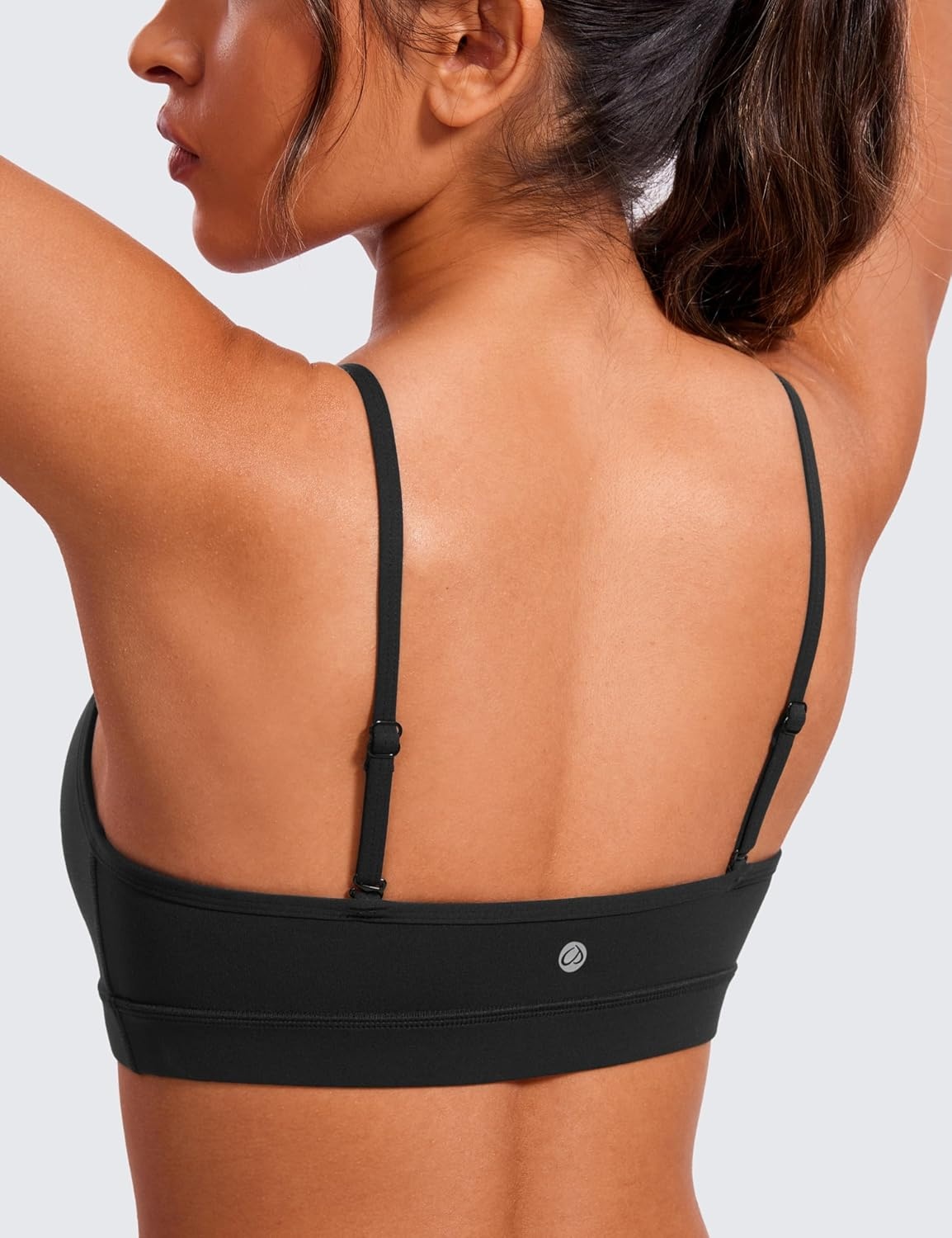 image:imageCRZ YOGA Butterluxe VNeck Sports Bras for Women Adjustable Thin Straps Padded Yoga Top Basic Wireless CamisoleBlack