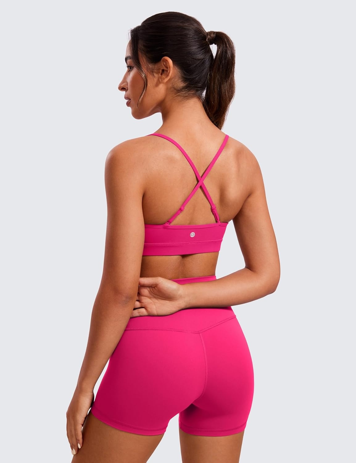image:imageCRZ YOGA Butterluxe VNeck Sports Bras for Women Adjustable Thin Straps Padded Yoga Top Basic Wireless CamisoleGranita Pink