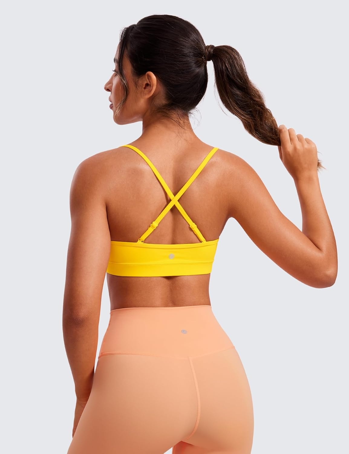 image:imageCRZ YOGA Butterluxe VNeck Sports Bras for Women Adjustable Thin Straps Padded Yoga Top Basic Wireless CamisoleHigh Visibility Yellow