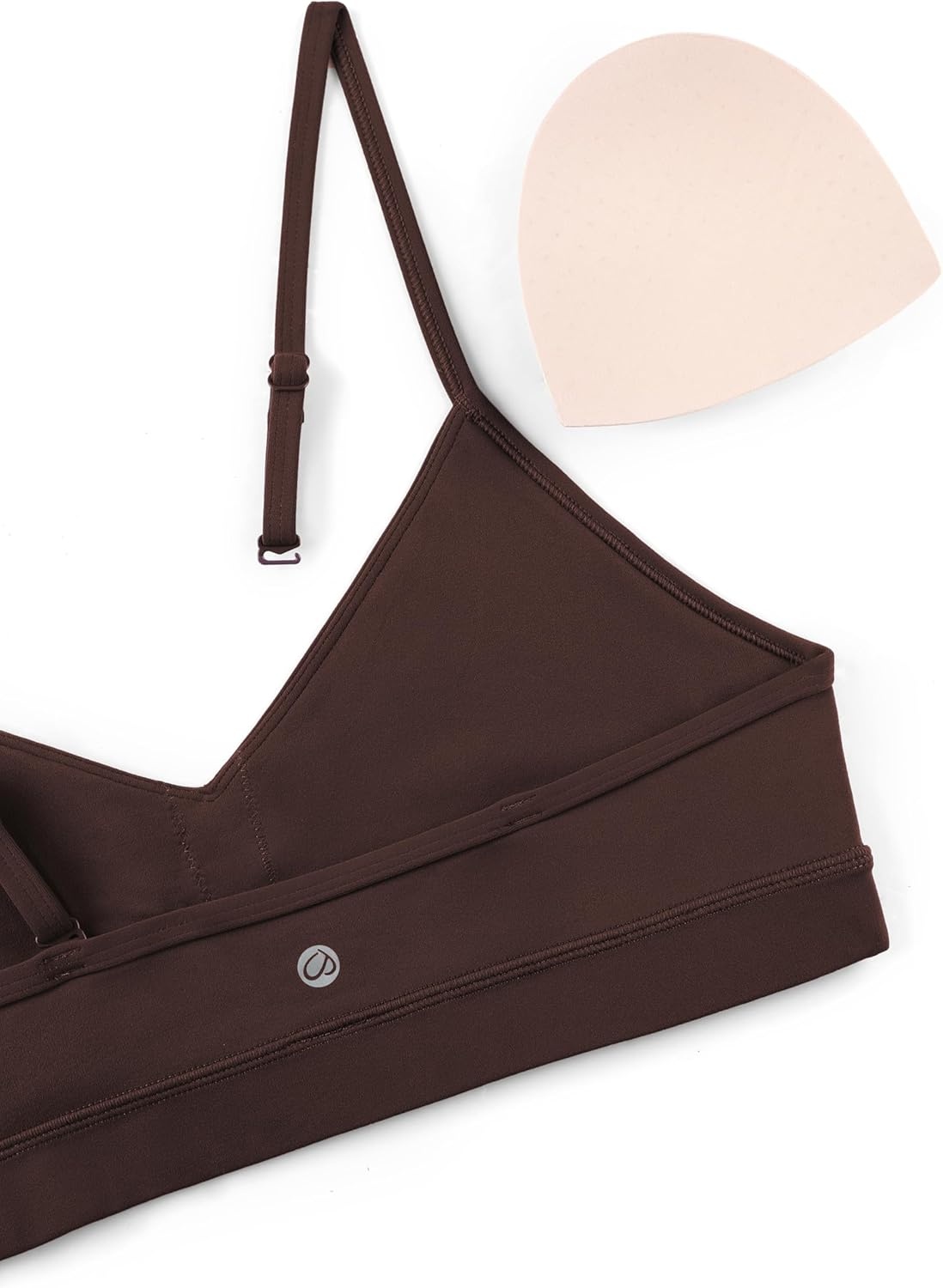 image:imageCRZ YOGA Butterluxe VNeck Sports Bras for Women Adjustable Thin Straps Padded Yoga Top Basic Wireless CamisoleHot Fudge Brown