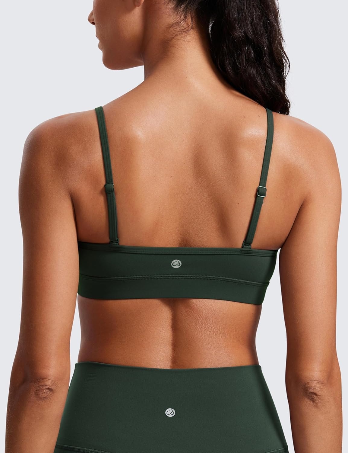 image:imageCRZ YOGA Butterluxe VNeck Sports Bras for Women Adjustable Thin Straps Padded Yoga Top Basic Wireless CamisoleLegend Green
