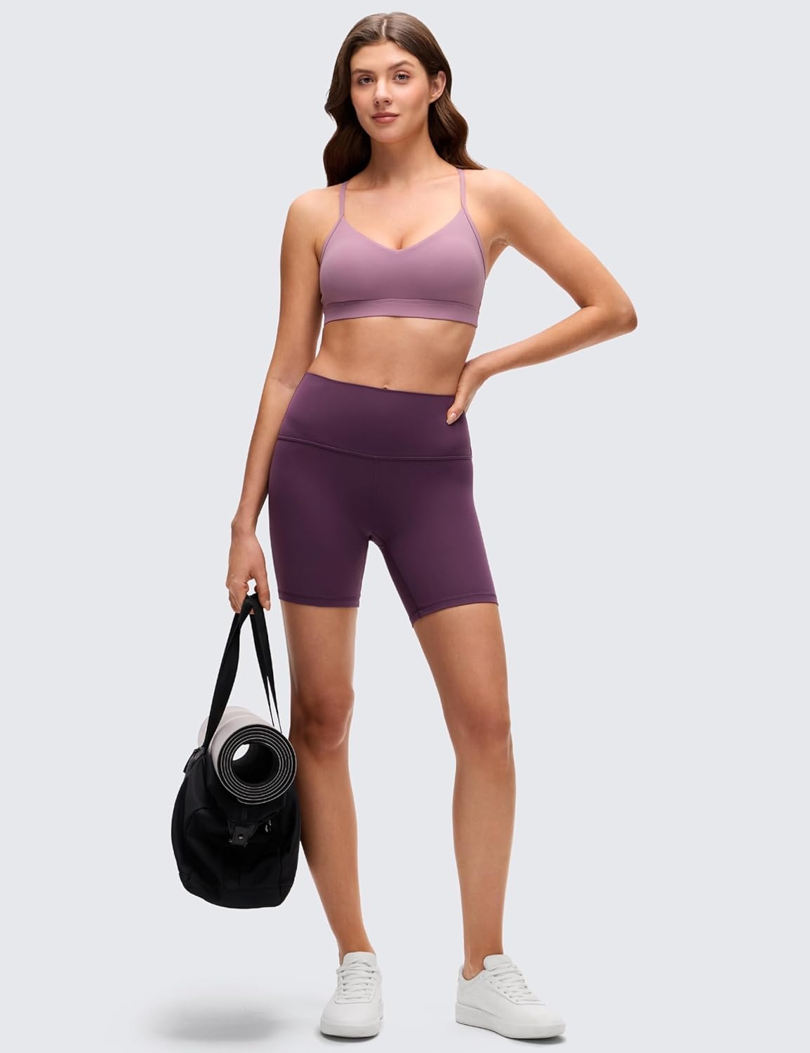 image:imageCRZ YOGA Butterluxe VNeck Sports Bras for Women Adjustable Thin Straps Padded Yoga Top Basic Wireless CamisoleLight Lavender