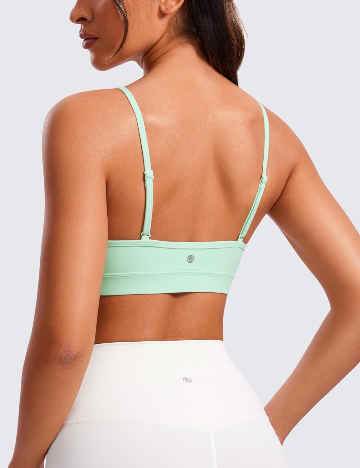 image:imageCRZ YOGA Butterluxe VNeck Sports Bras for Women Adjustable Thin Straps Padded Yoga Top Basic Wireless CamisoleMint Moment