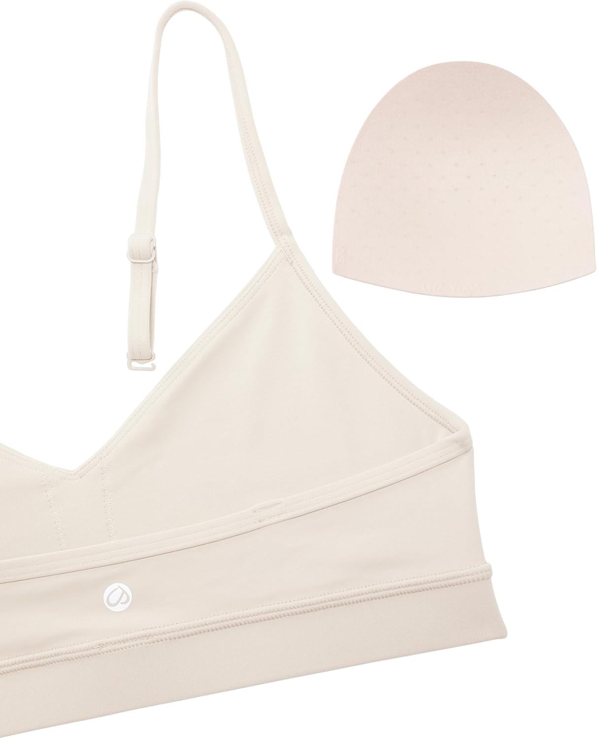 image:imageCRZ YOGA Butterluxe VNeck Sports Bras for Women Adjustable Thin Straps Padded Yoga Top Basic Wireless CamisoleMojave Tan