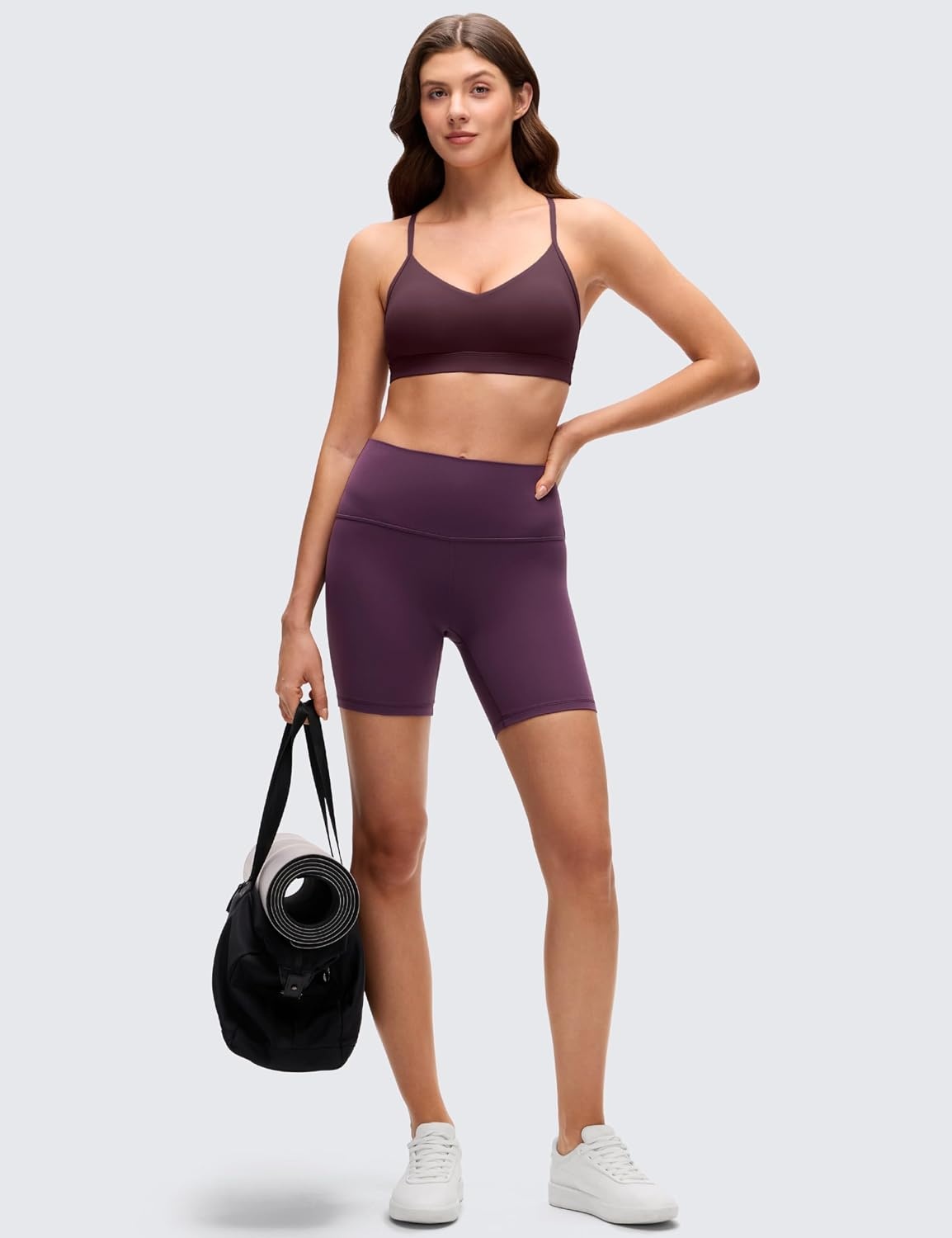 image:imageCRZ YOGA Butterluxe VNeck Sports Bras for Women Adjustable Thin Straps Padded Yoga Top Basic Wireless CamisoleRipe Plum