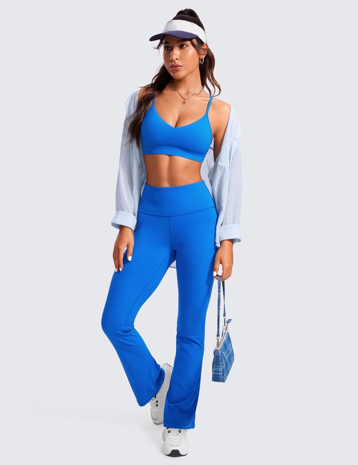 image:imageCRZ YOGA Butterluxe VNeck Sports Bras for Women Adjustable Thin Straps Padded Yoga Top Basic Wireless CamisoleSparkle Blue