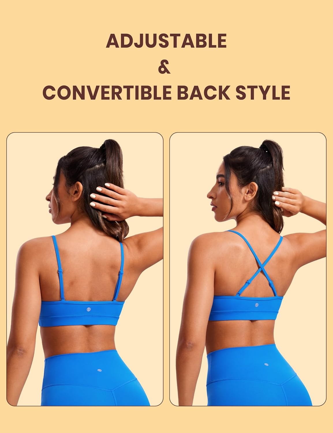 image:imageCRZ YOGA Butterluxe VNeck Sports Bras for Women Adjustable Thin Straps Padded Yoga Top Basic Wireless CamisoleSparkle Blue