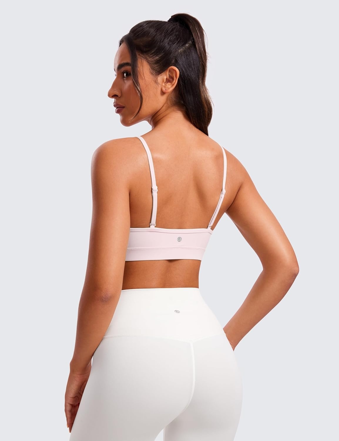image:imageCRZ YOGA Butterluxe VNeck Sports Bras for Women Adjustable Thin Straps Padded Yoga Top Basic Wireless CamisoleStrawberry Pink