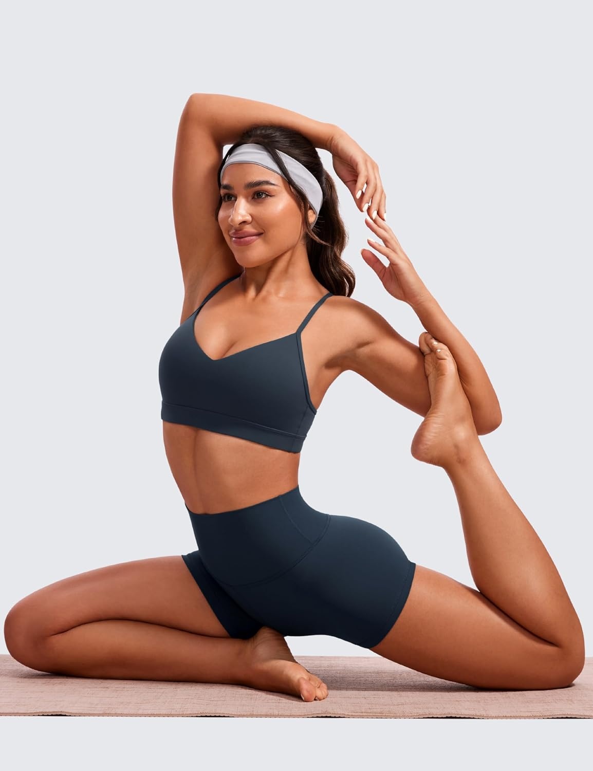 image:imageCRZ YOGA Butterluxe VNeck Sports Bras for Women Adjustable Thin Straps Padded Yoga Top Basic Wireless CamisoleTrue Navy