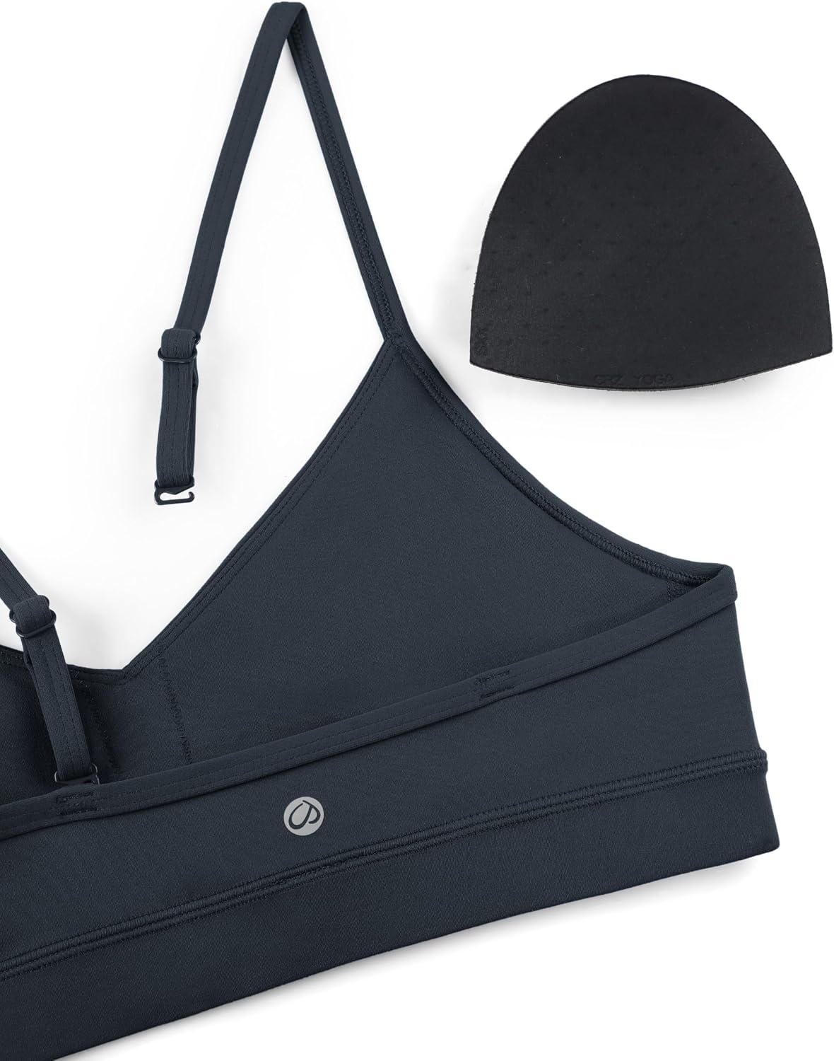 image:imageCRZ YOGA Butterluxe VNeck Sports Bras for Women Adjustable Thin Straps Padded Yoga Top Basic Wireless CamisoleTrue Navy