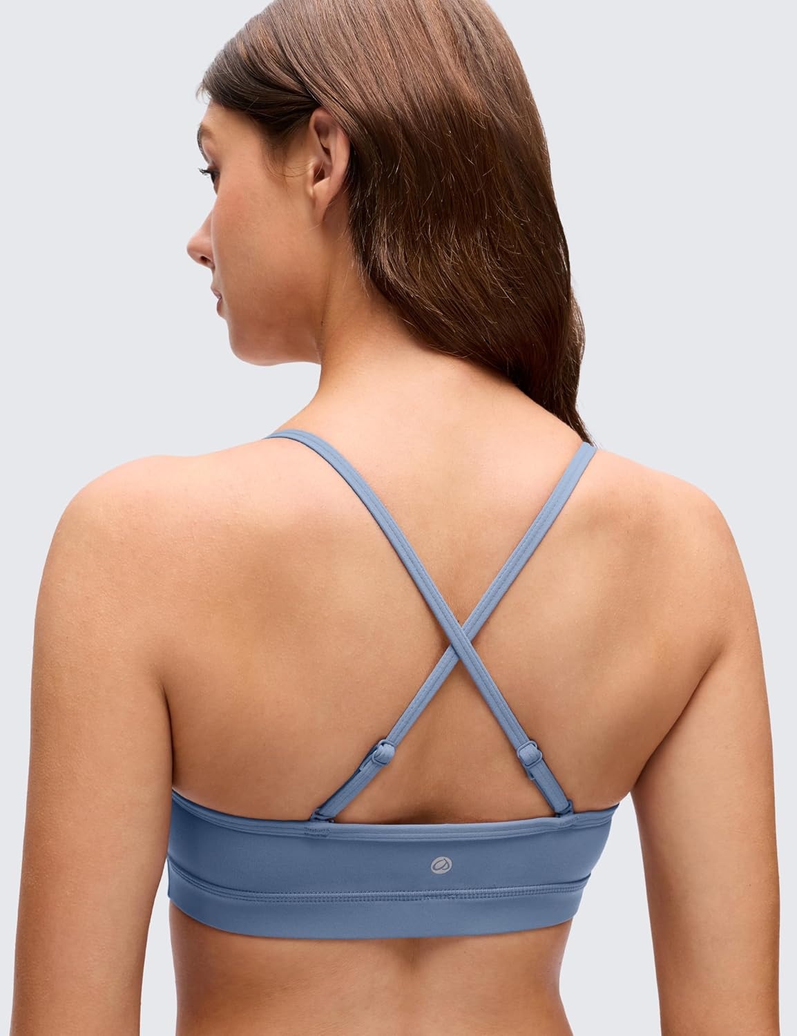 image:imageCRZ YOGA Butterluxe VNeck Sports Bras for Women Adjustable Thin Straps Padded Yoga Top Basic Wireless CamisoleWashed Denim