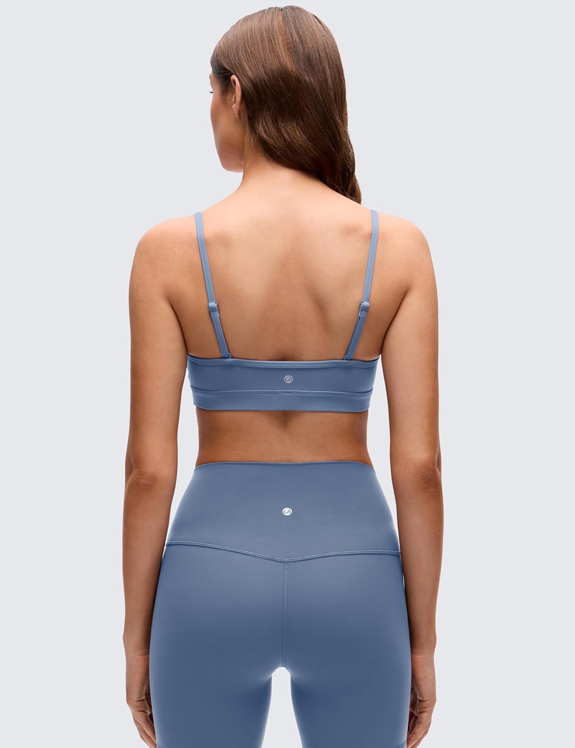 image:imageCRZ YOGA Butterluxe VNeck Sports Bras for Women Adjustable Thin Straps Padded Yoga Top Basic Wireless CamisoleWashed Denim