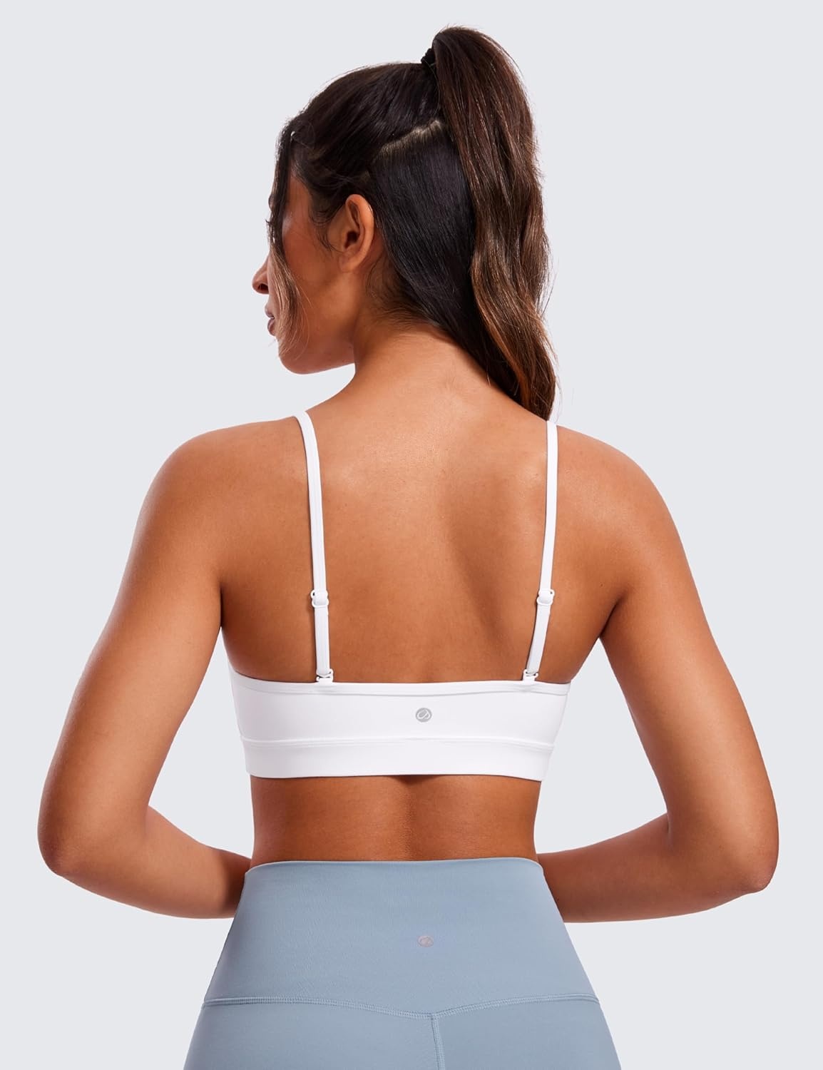 image:imageCRZ YOGA Butterluxe VNeck Sports Bras for Women Adjustable Thin Straps Padded Yoga Top Basic Wireless CamisoleWhite