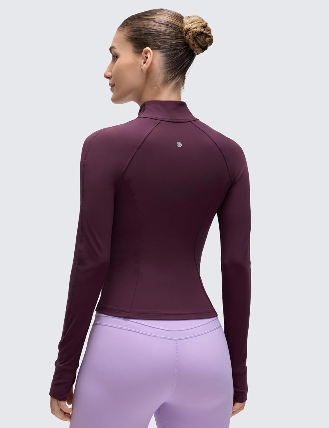 image:imageCRZ YOGA Butterluxe Waist Length Jackets for Women Full Zip Athletic Track Tops with Thumb Holes PocketsDeep Purple