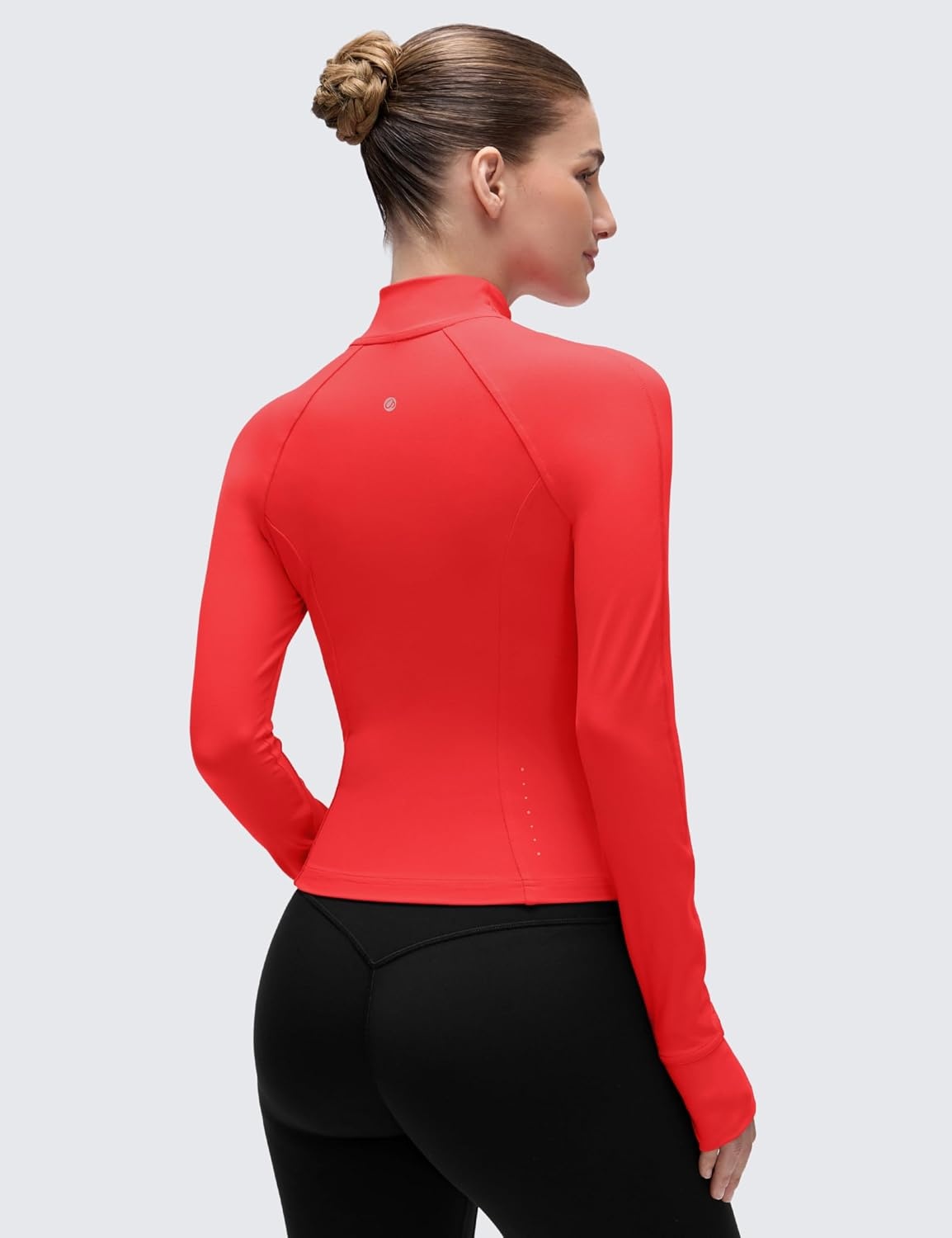 image:imageCRZ YOGA Butterluxe Waist Length Jackets for Women Full Zip Athletic Track Tops with Thumb Holes PocketsDeep Red