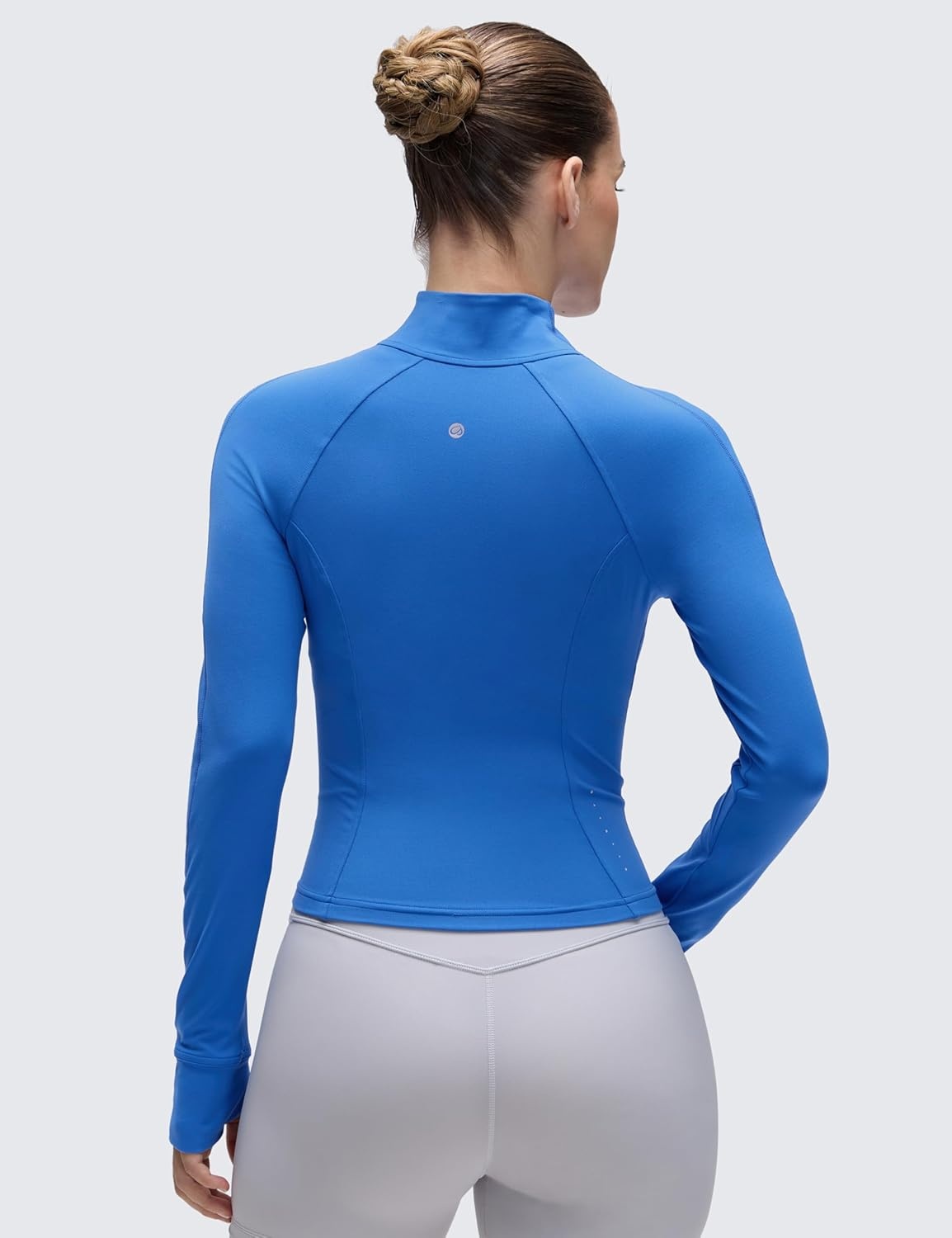 image:imageCRZ YOGA Butterluxe Waist Length Jackets for Women Full Zip Athletic Track Tops with Thumb Holes PocketsSparkle Blue