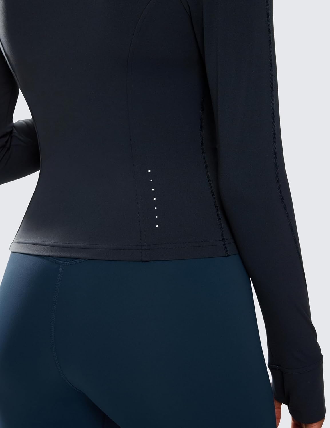 image:imageCRZ YOGA Butterluxe Waist Length Jackets for Women Full Zip Athletic Track Tops with Thumb Holes PocketsTrue Navy