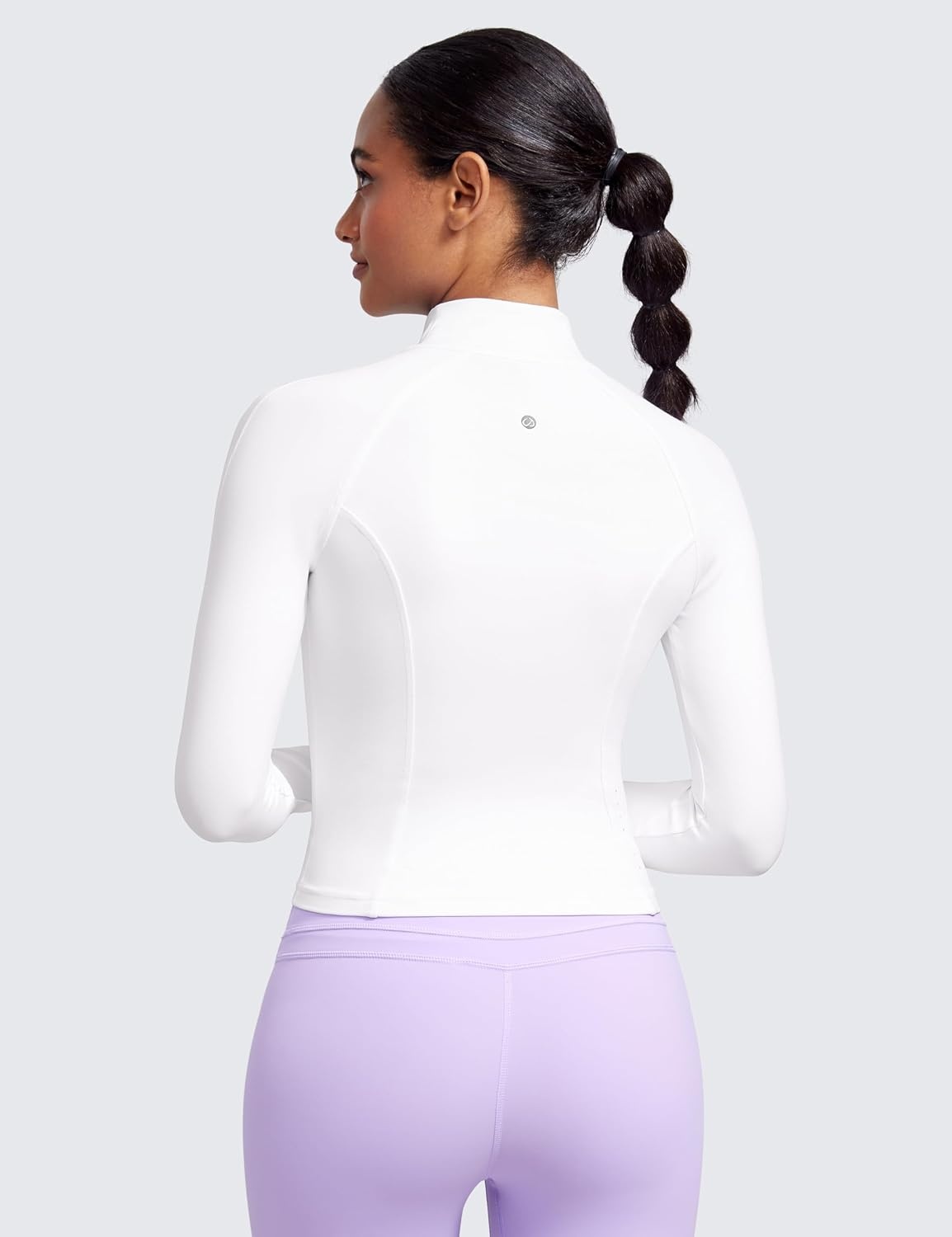 image:imageCRZ YOGA Butterluxe Waist Length Jackets for Women Full Zip Athletic Track Tops with Thumb Holes PocketsWhite