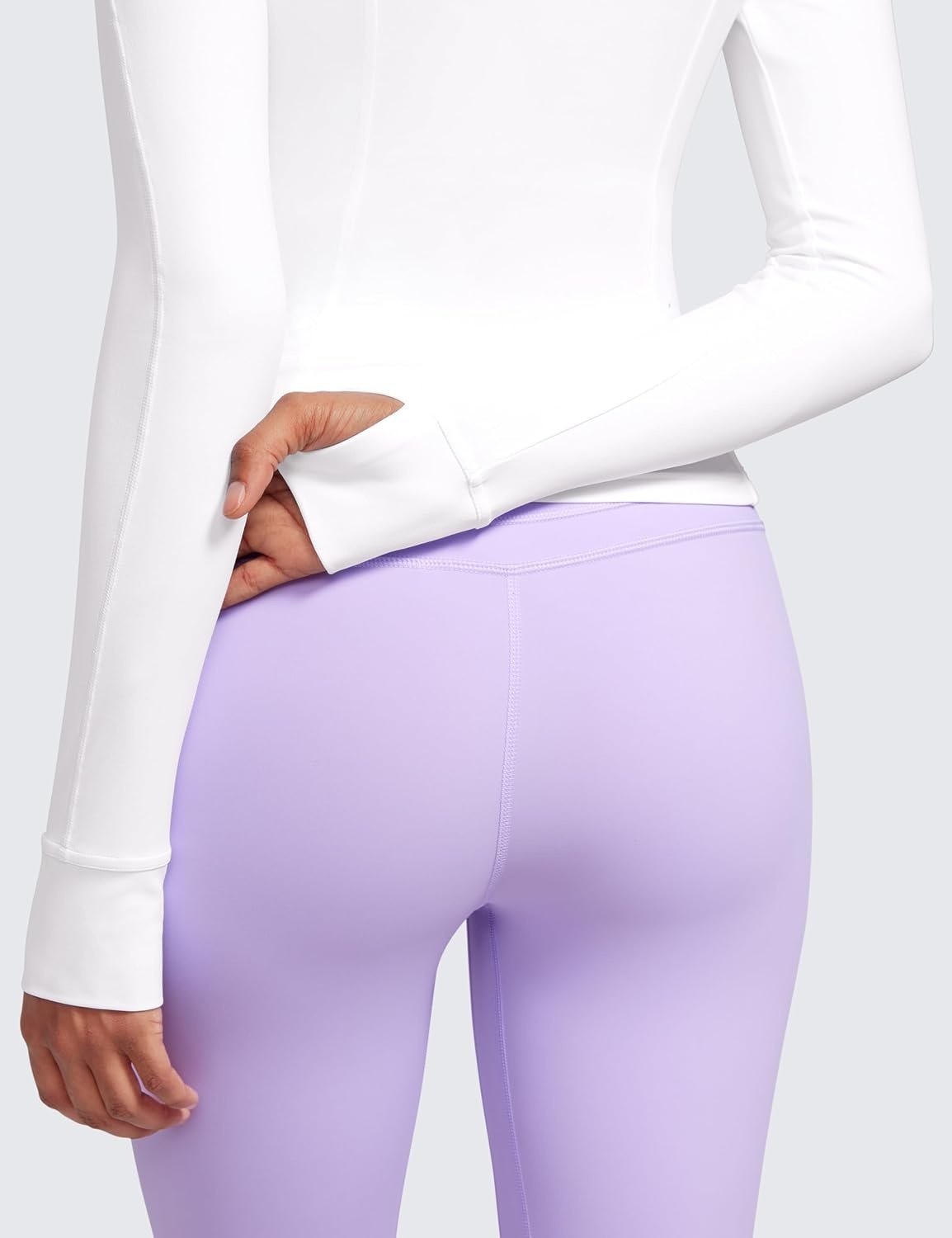 image:imageCRZ YOGA Butterluxe Waist Length Jackets for Women Full Zip Athletic Track Tops with Thumb Holes PocketsWhite