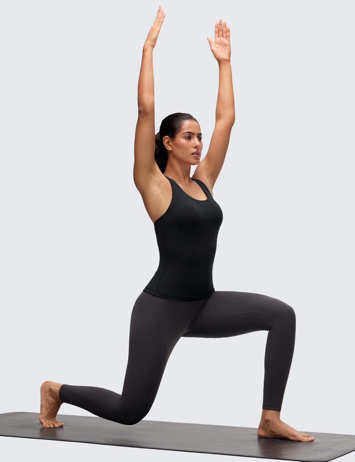image:imageCRZ YOGA Butterluxe Workout Racerback Tank Tops for Women Padded Athletic Spandex Yoga Shirts with Built in BraBlack