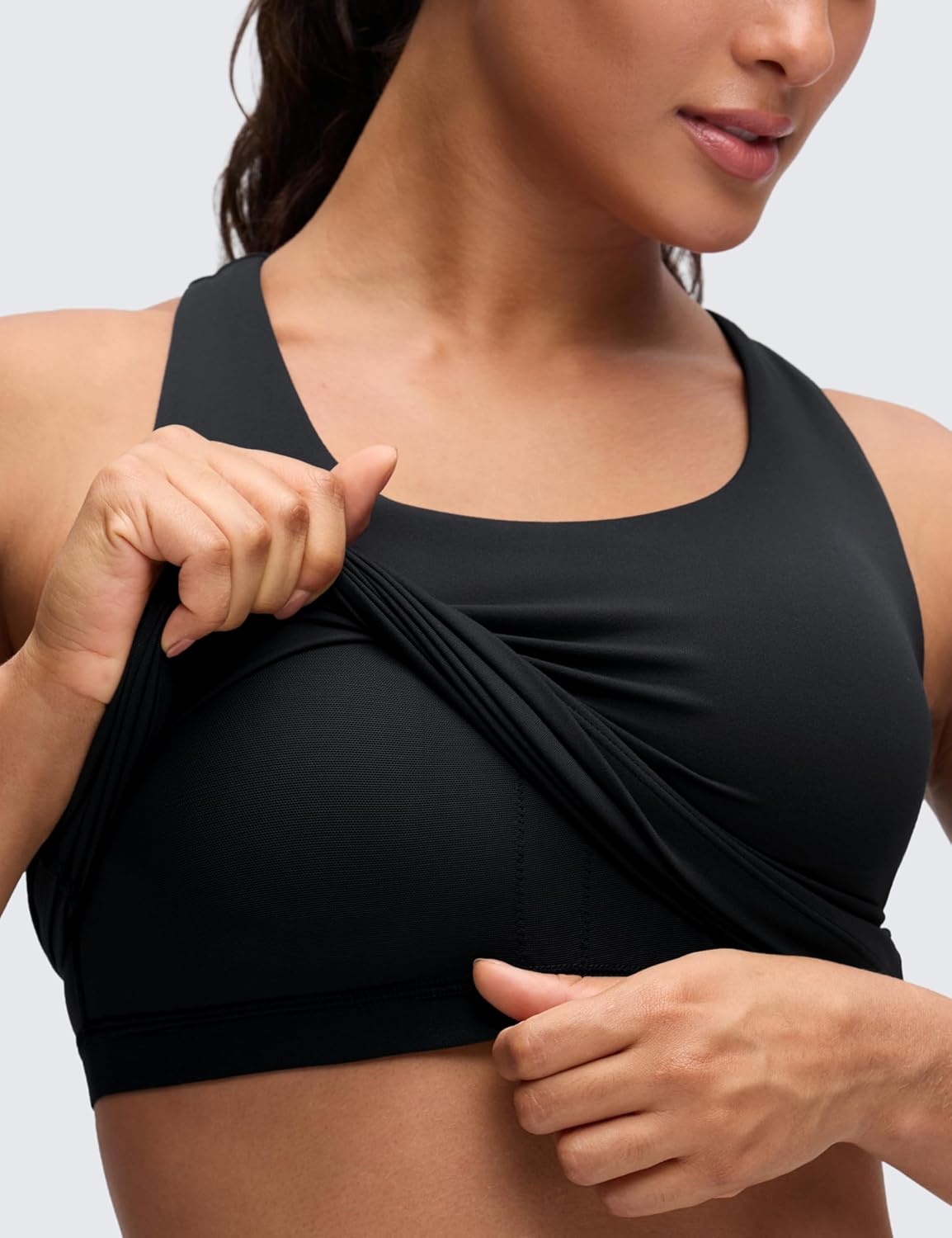image:imageCRZ YOGA Butterluxe Workout Racerback Tank Tops for Women Padded Athletic Spandex Yoga Shirts with Built in BraBlack