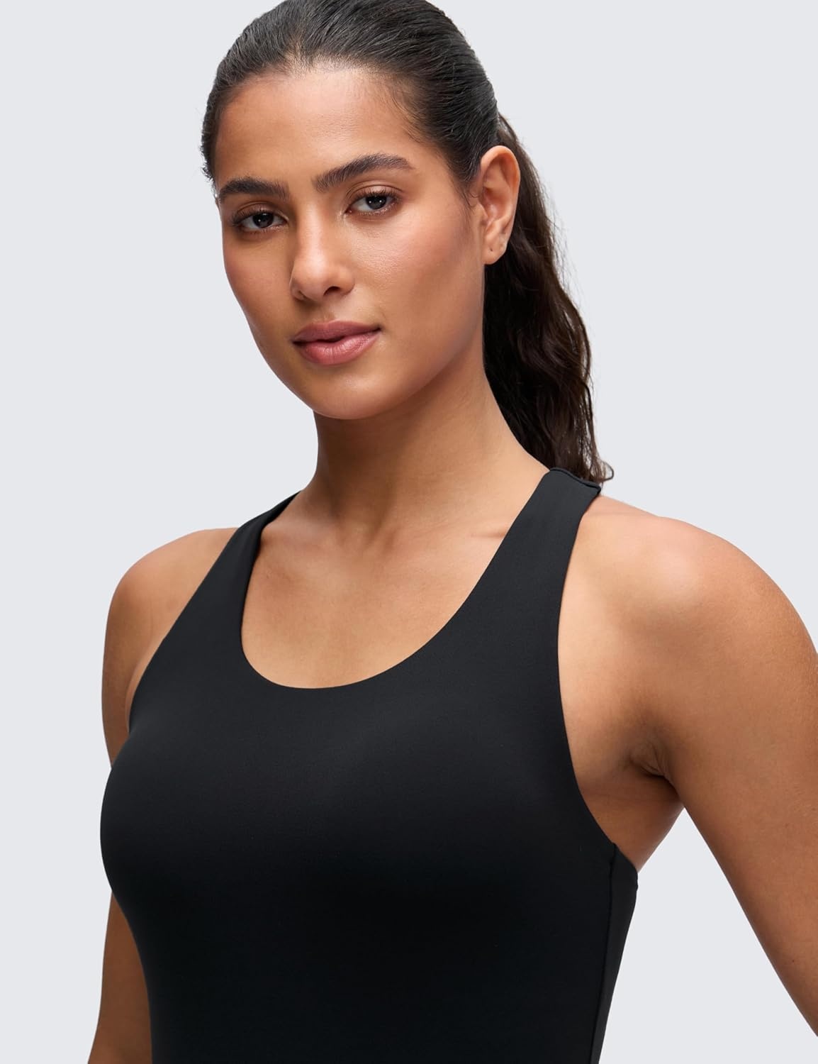 image:imageCRZ YOGA Butterluxe Workout Racerback Tank Tops for Women Padded Athletic Spandex Yoga Shirts with Built in BraBlack