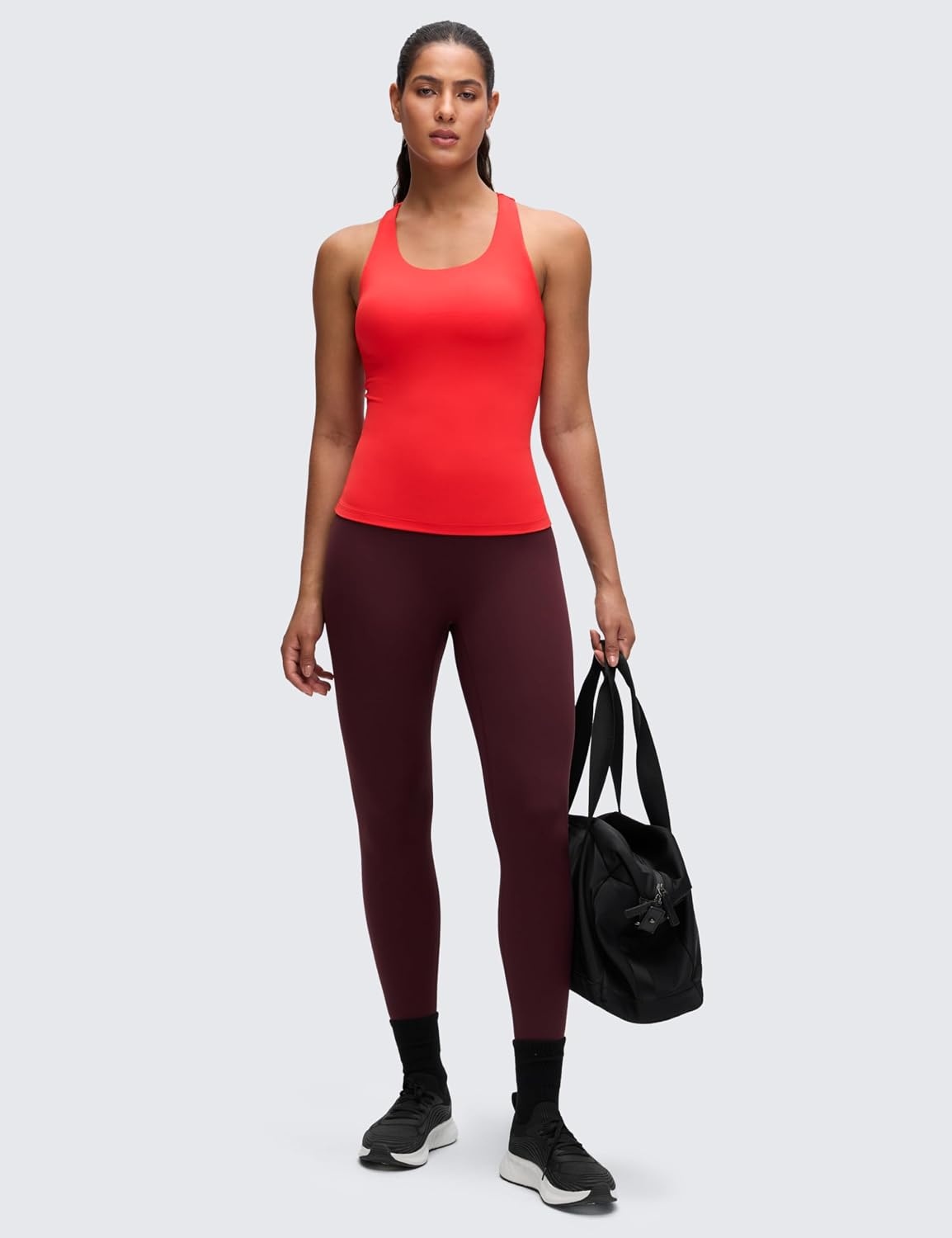 image:imageCRZ YOGA Butterluxe Workout Racerback Tank Tops for Women Padded Athletic Spandex Yoga Shirts with Built in BraDeep Red