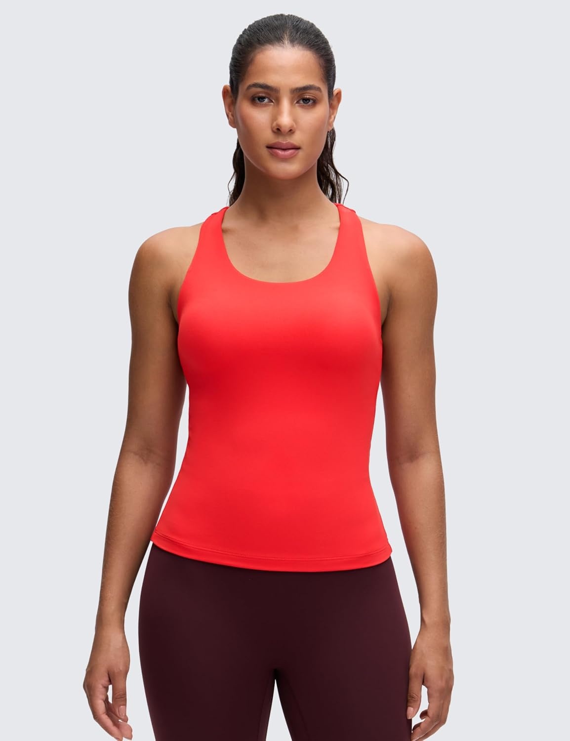image:imageCRZ YOGA Butterluxe Workout Racerback Tank Tops for Women Padded Athletic Spandex Yoga Shirts with Built in BraDeep Red