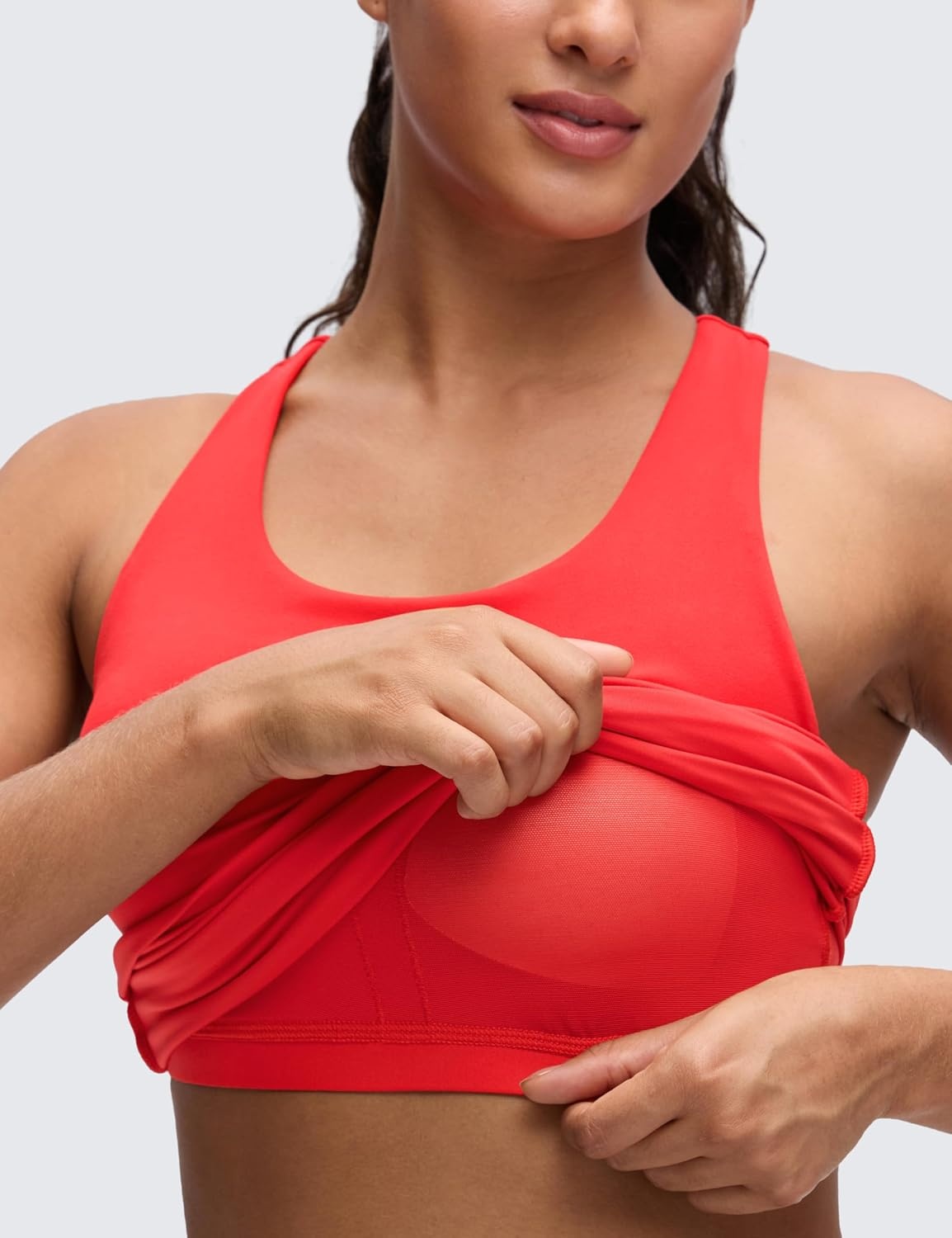 image:imageCRZ YOGA Butterluxe Workout Racerback Tank Tops for Women Padded Athletic Spandex Yoga Shirts with Built in BraDeep Red