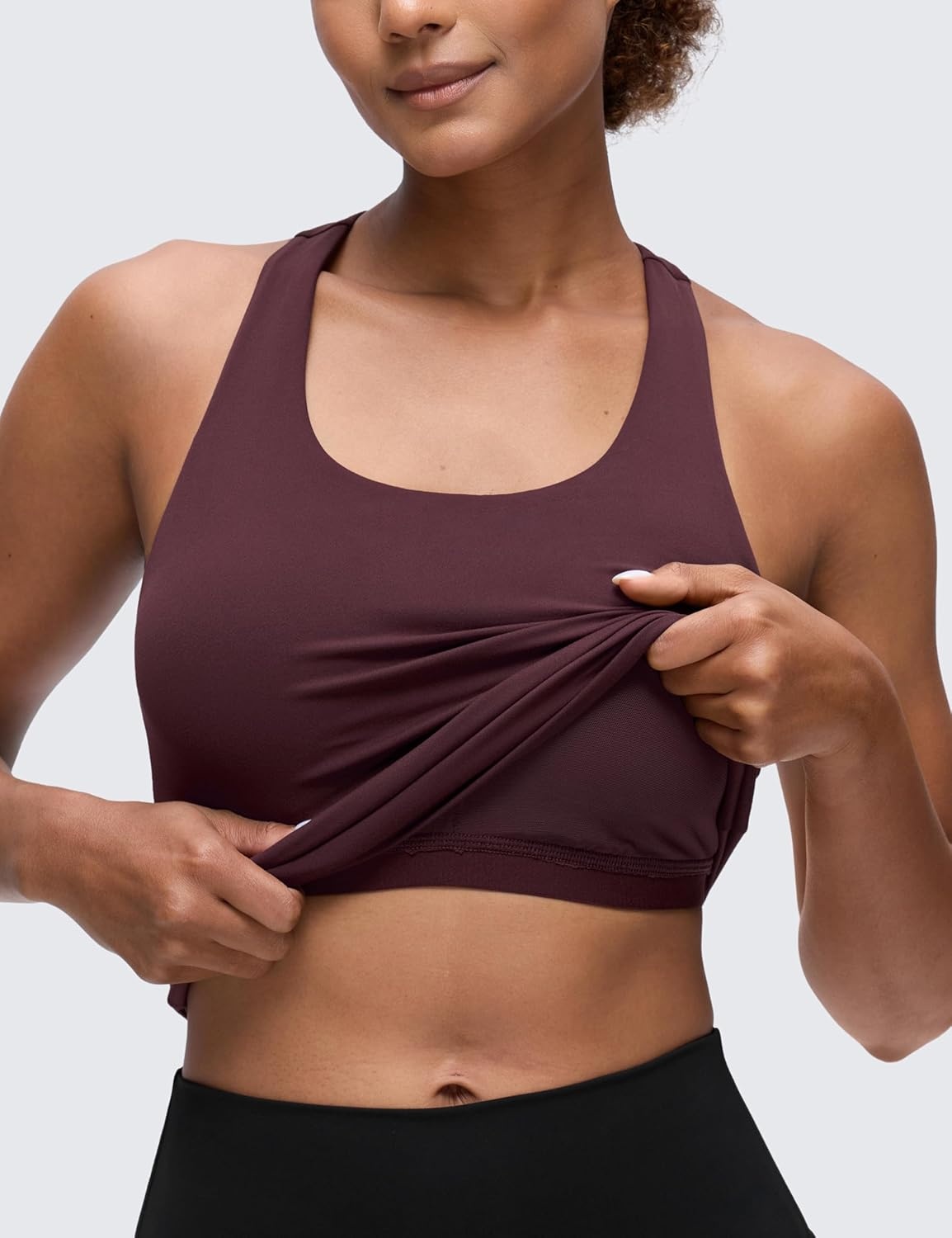 image:imageCRZ YOGA Butterluxe Workout Racerback Tank Tops for Women Padded Athletic Spandex Yoga Shirts with Built in BraRipe Plum